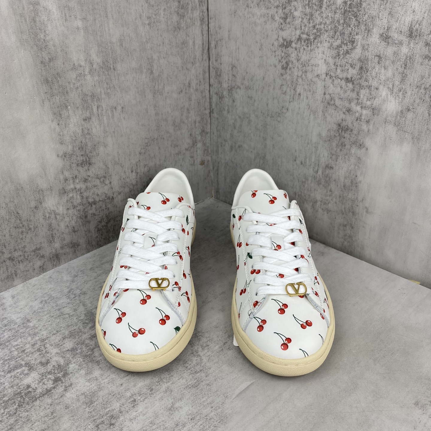 Valentino Cherry Print Low-Top Sneakers White