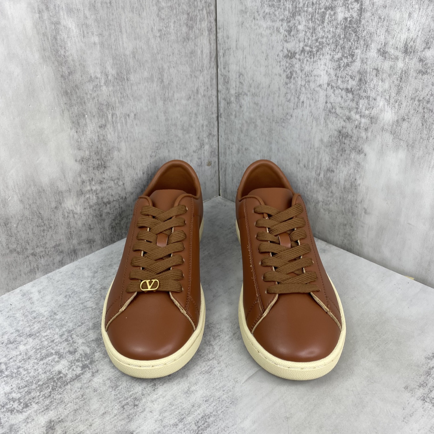 Valentino Low-Top Leather Sneakers Brown