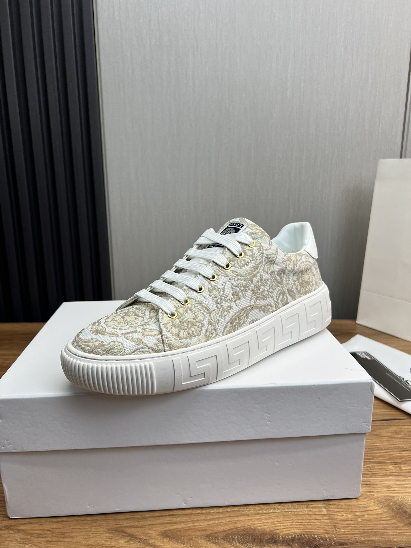 Versace Jacquard Leather Sneakers Multi