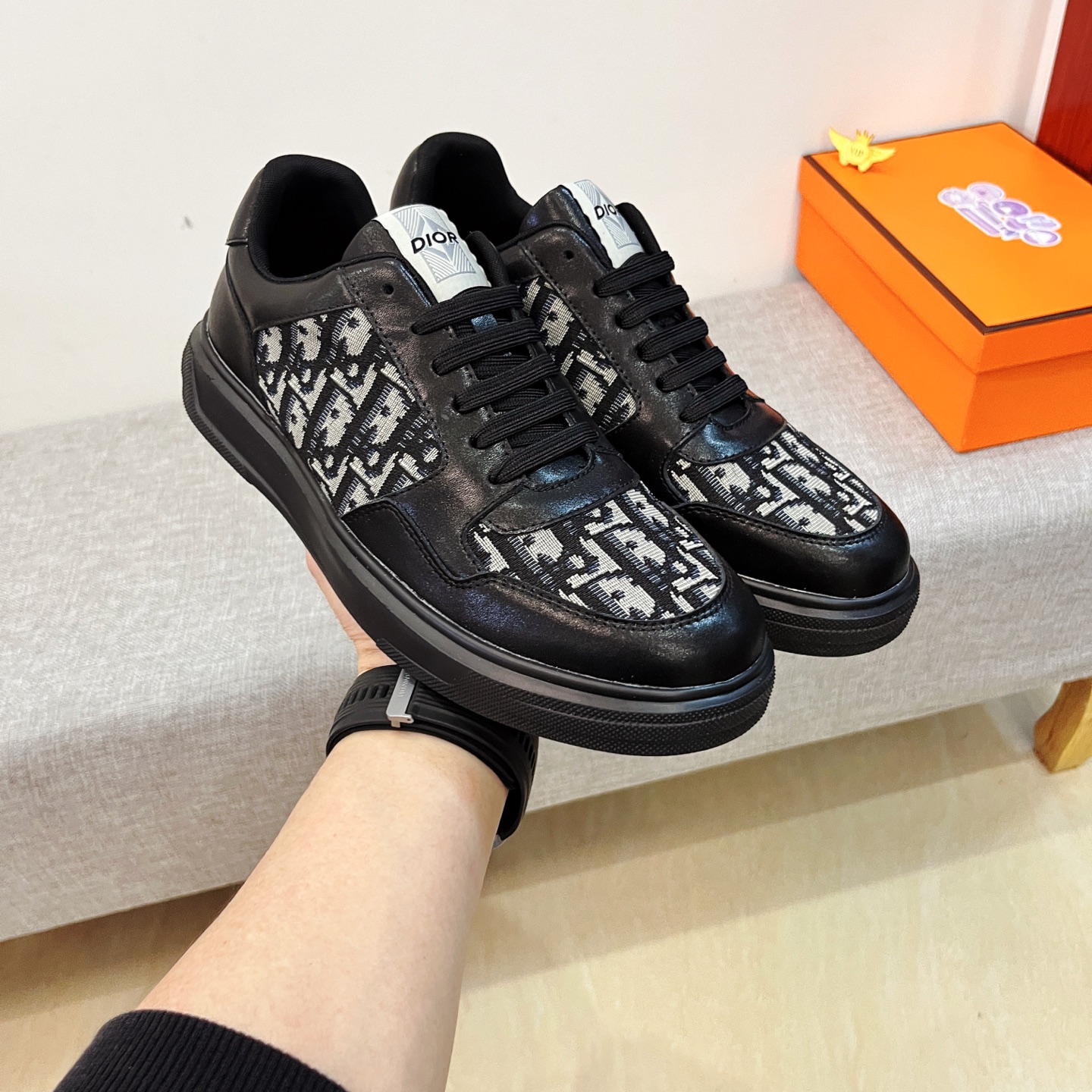 Dior Monogram Low-Top Sneakers Black
