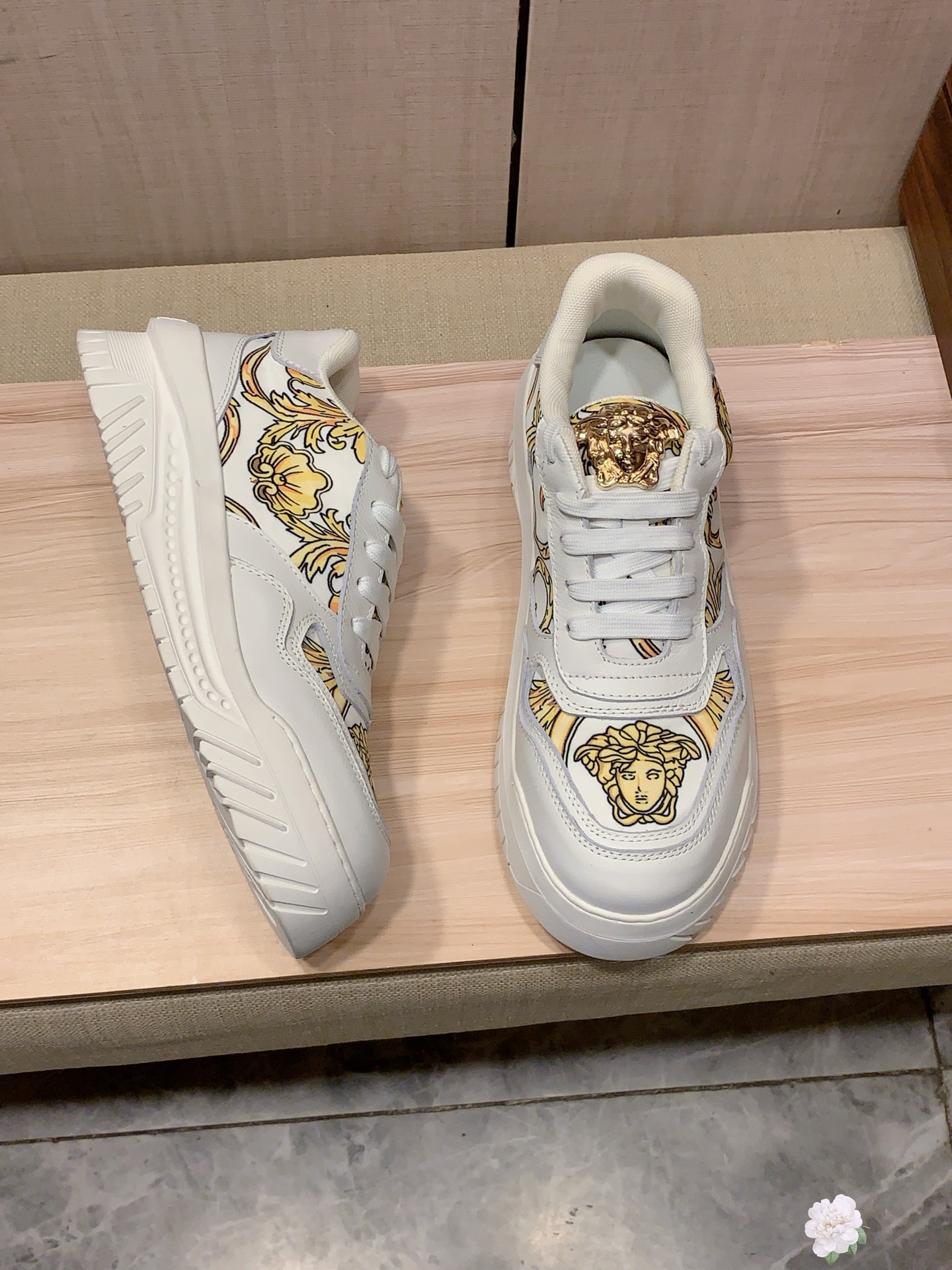 Versace Baroque Platform Sneakers White