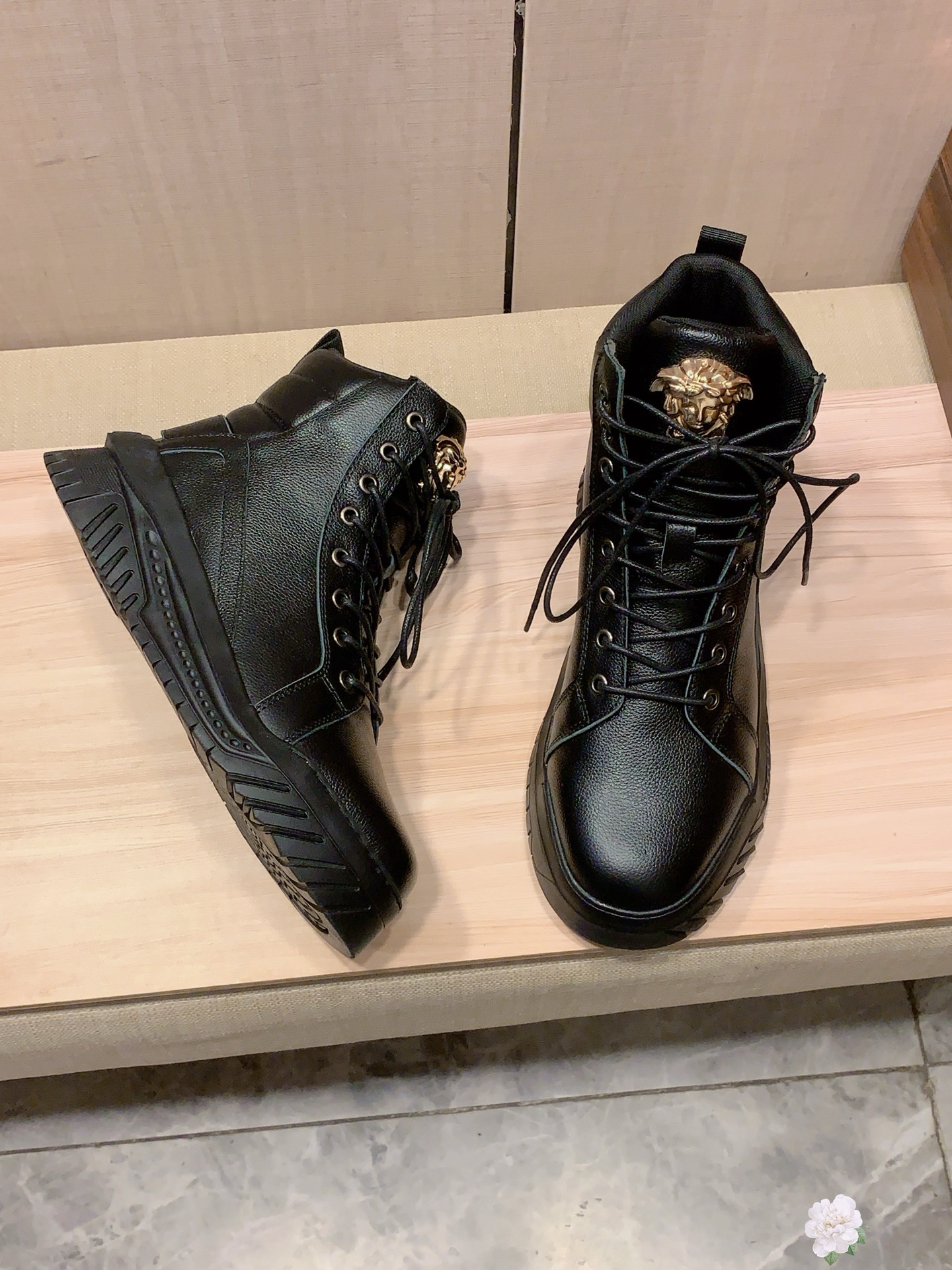 Versace Medusa High-Top Boots Black