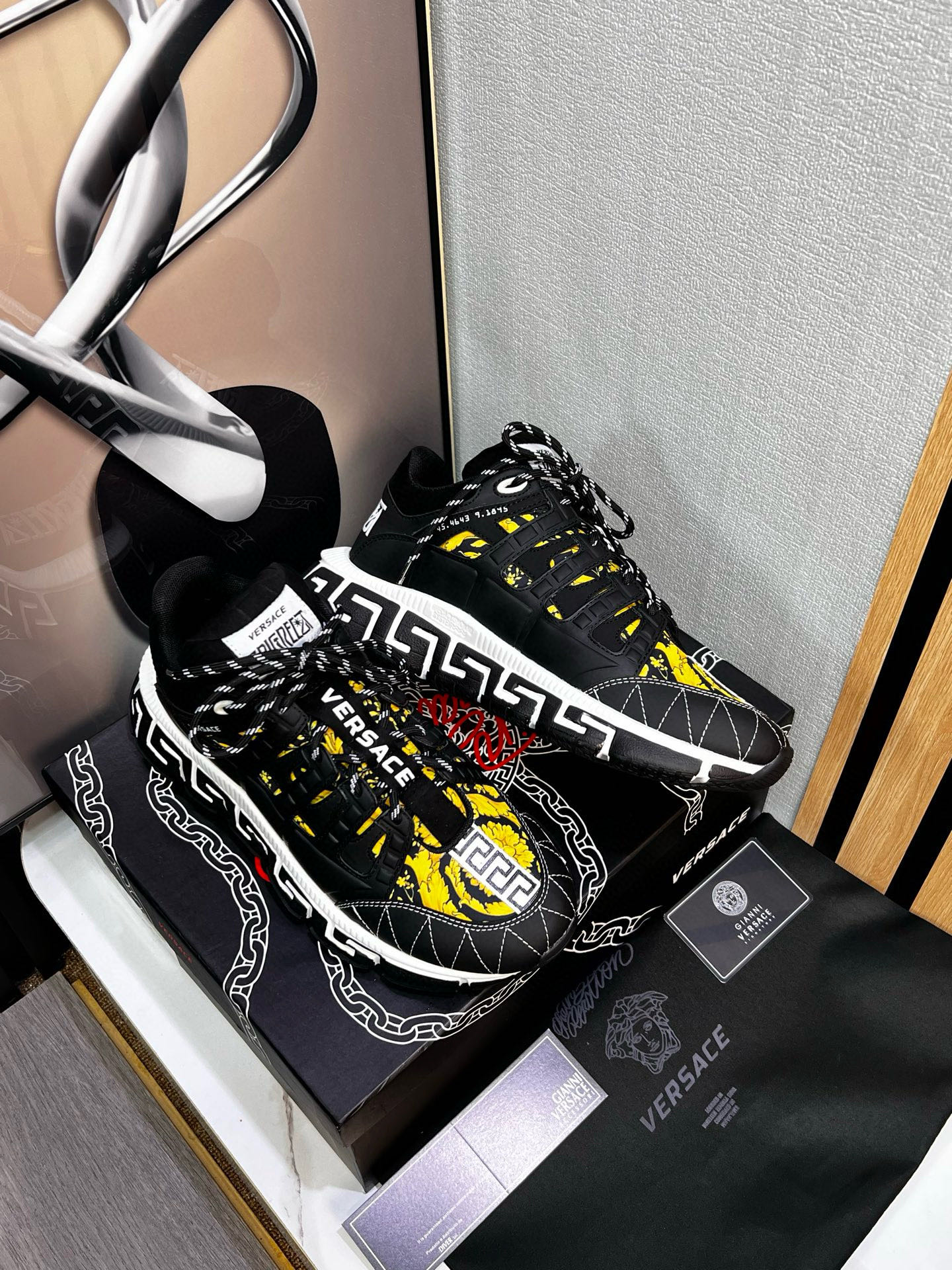 Versace Trigreca Chunky Sneakers Black Yellow