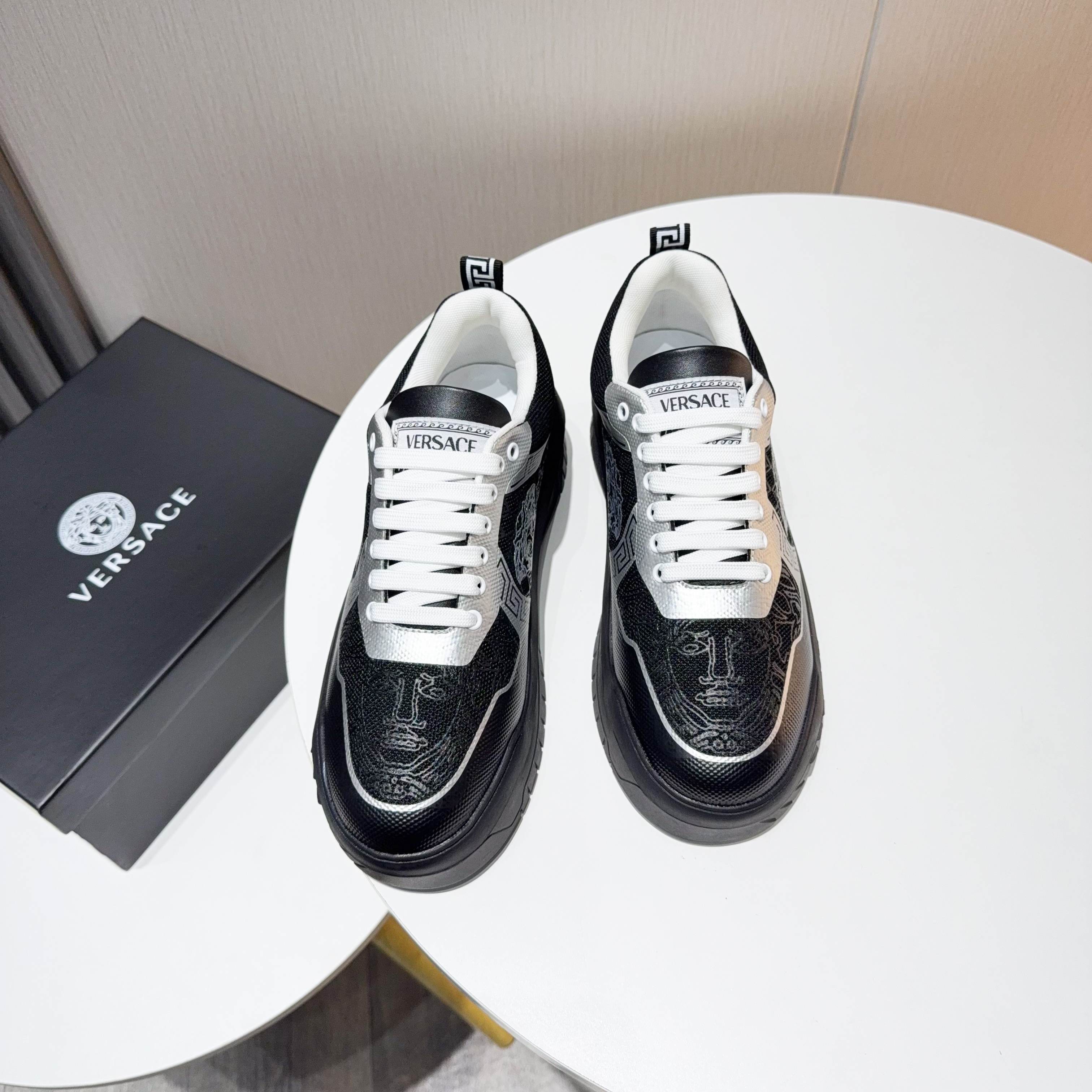 Versace Grace Labyrinth Knit Sneakers Black/Silver