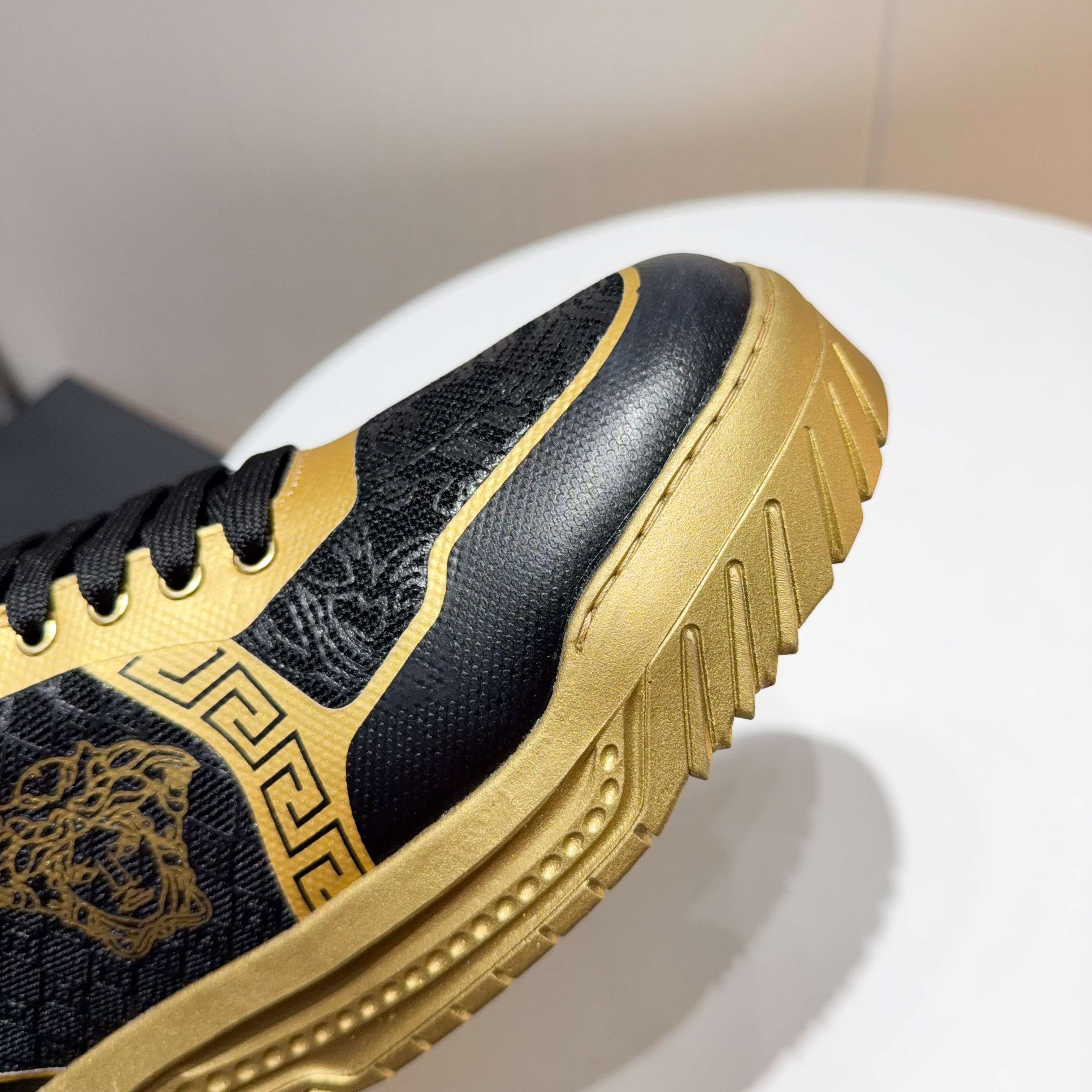 Versace Grace Labyrinth Knit Sneakers Black Gold