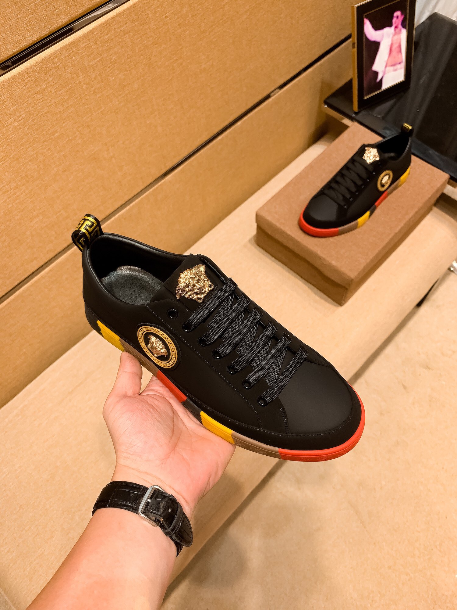Versace Medusa Leather Sneakers Black