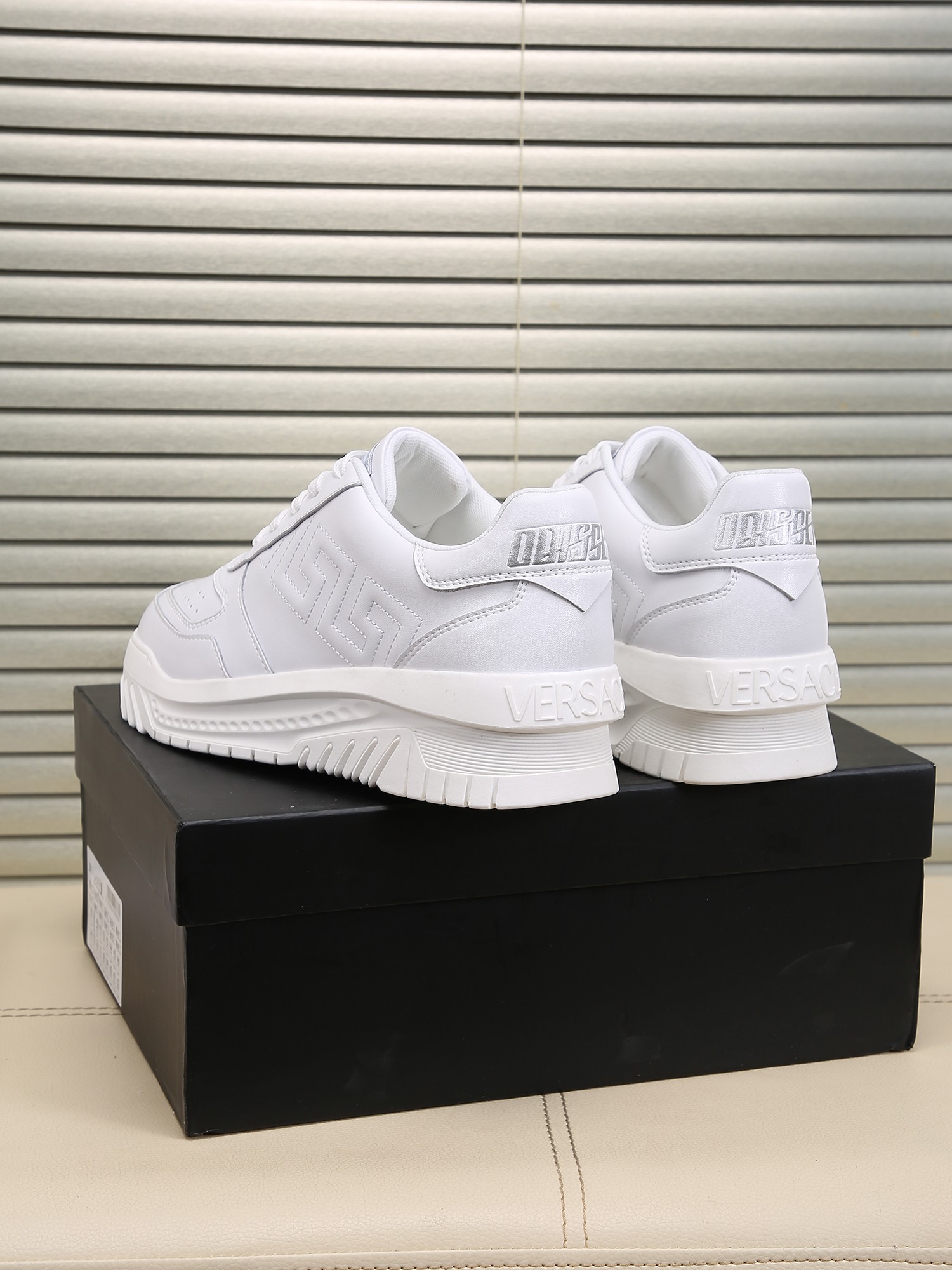 Versace Grace Labyrinth Knit Sneakers White
