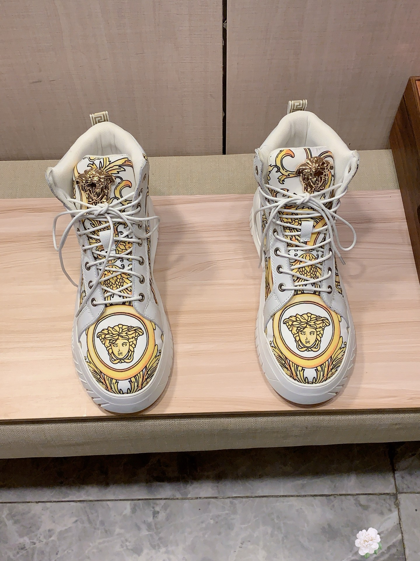 Versace Baroque High-Top Sneakers White/Gold