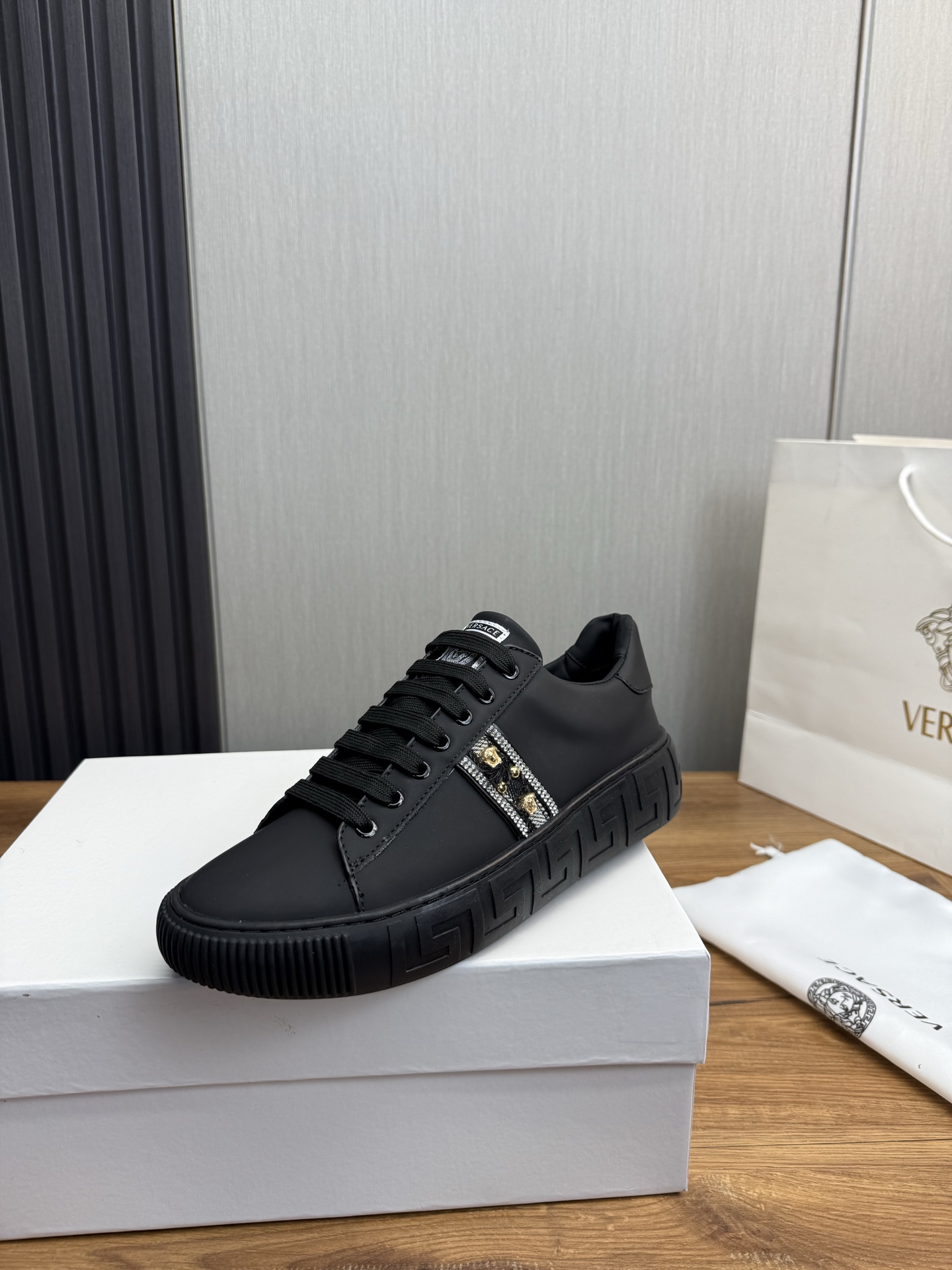 Versace Leather Casual Sneakers Multi-Color