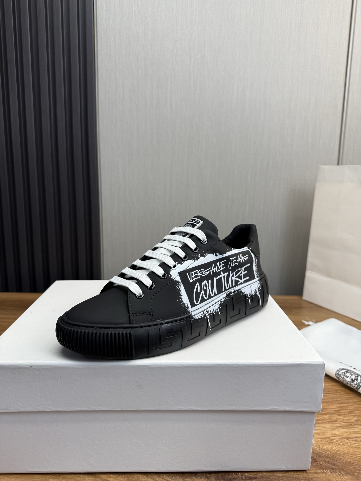 Versace Leather Low-Top Sneakers Multicolor