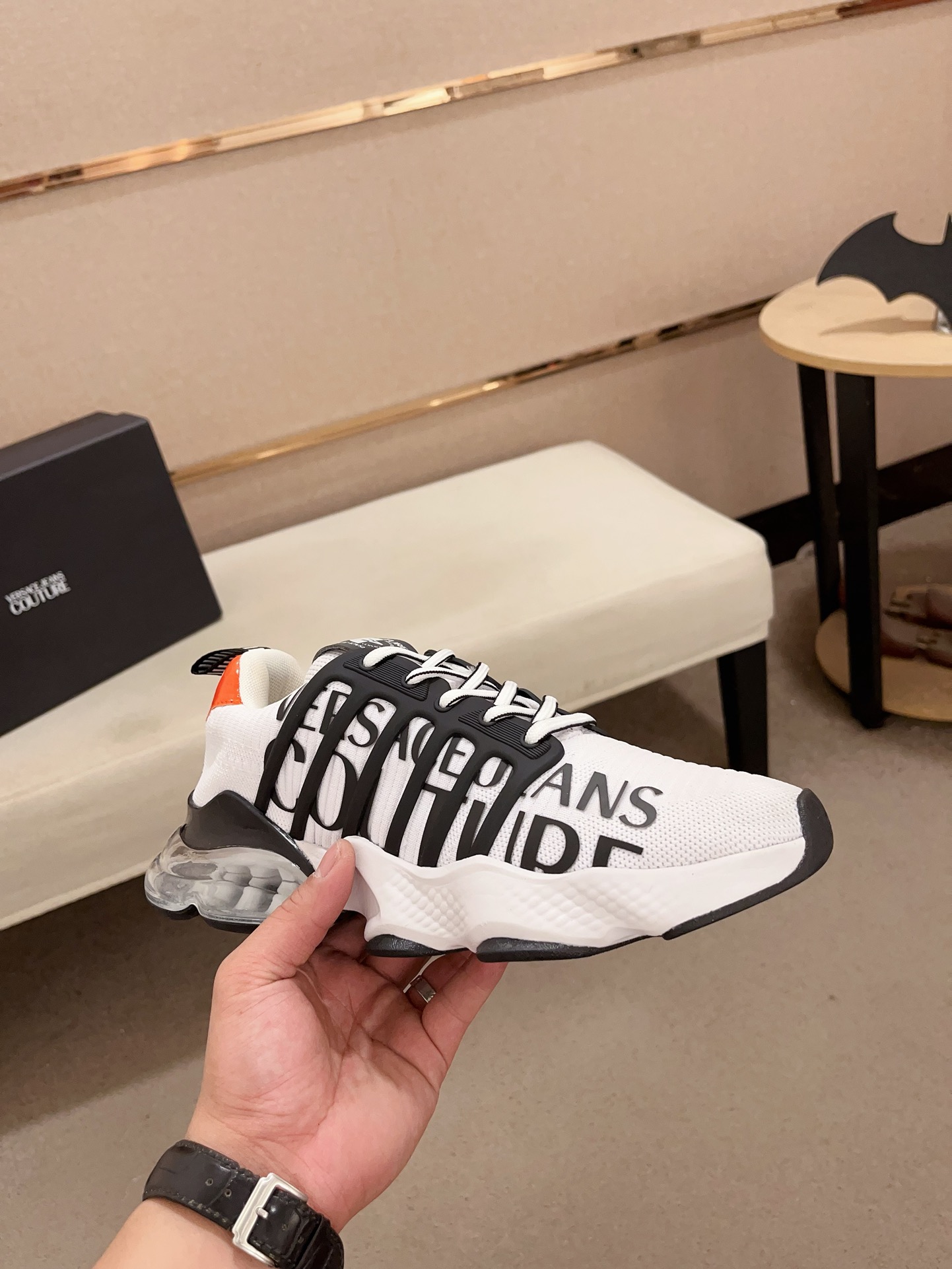 Versace Jeans Couture Knit Sneakers White/Black/Orange