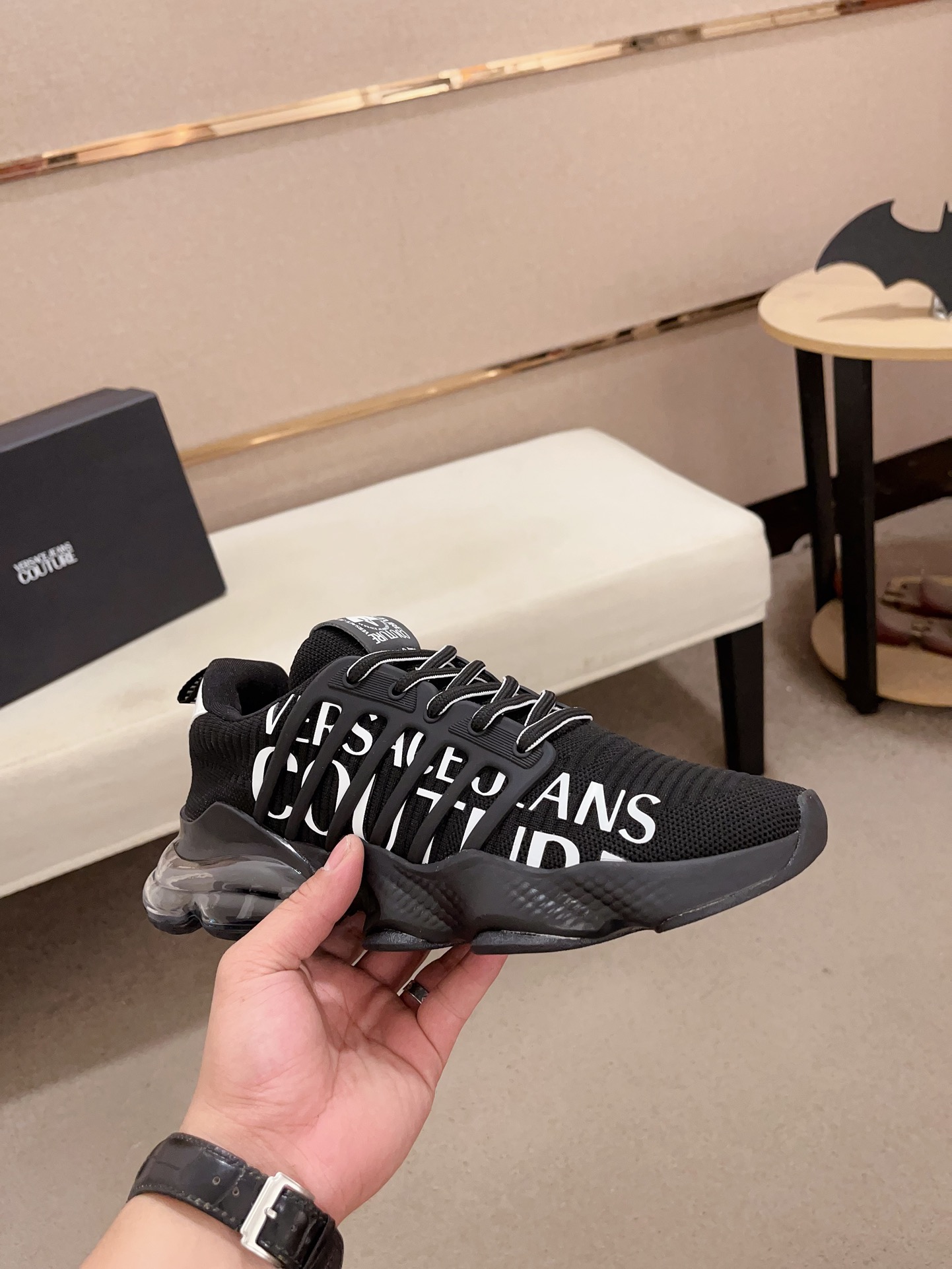 Versace Knit Cushion Sneakers Black