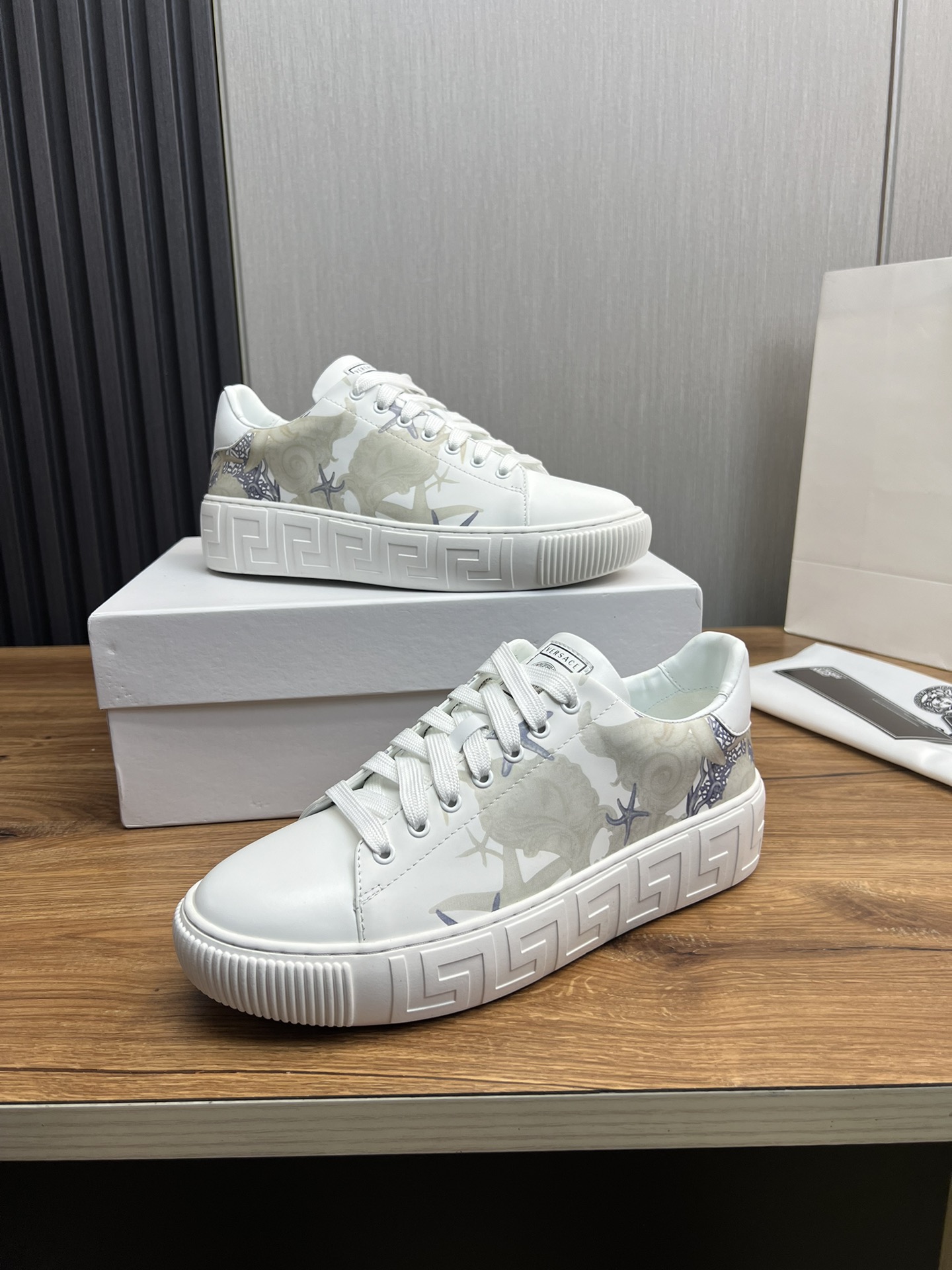 Versace Leather Couple Sneakers White