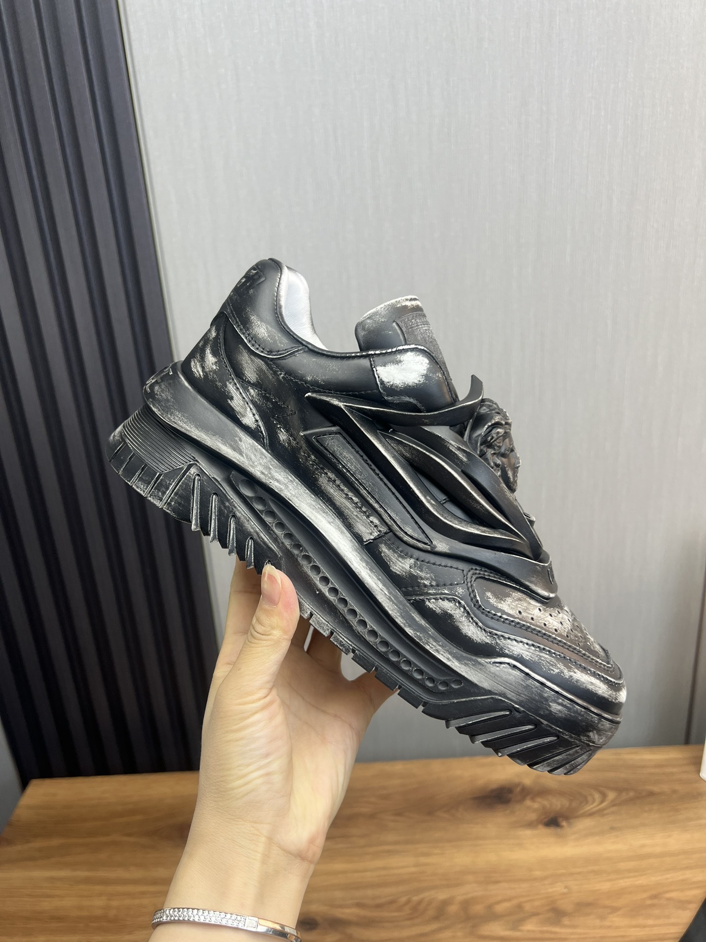 Versace Medusa Leather Sneakers Black
