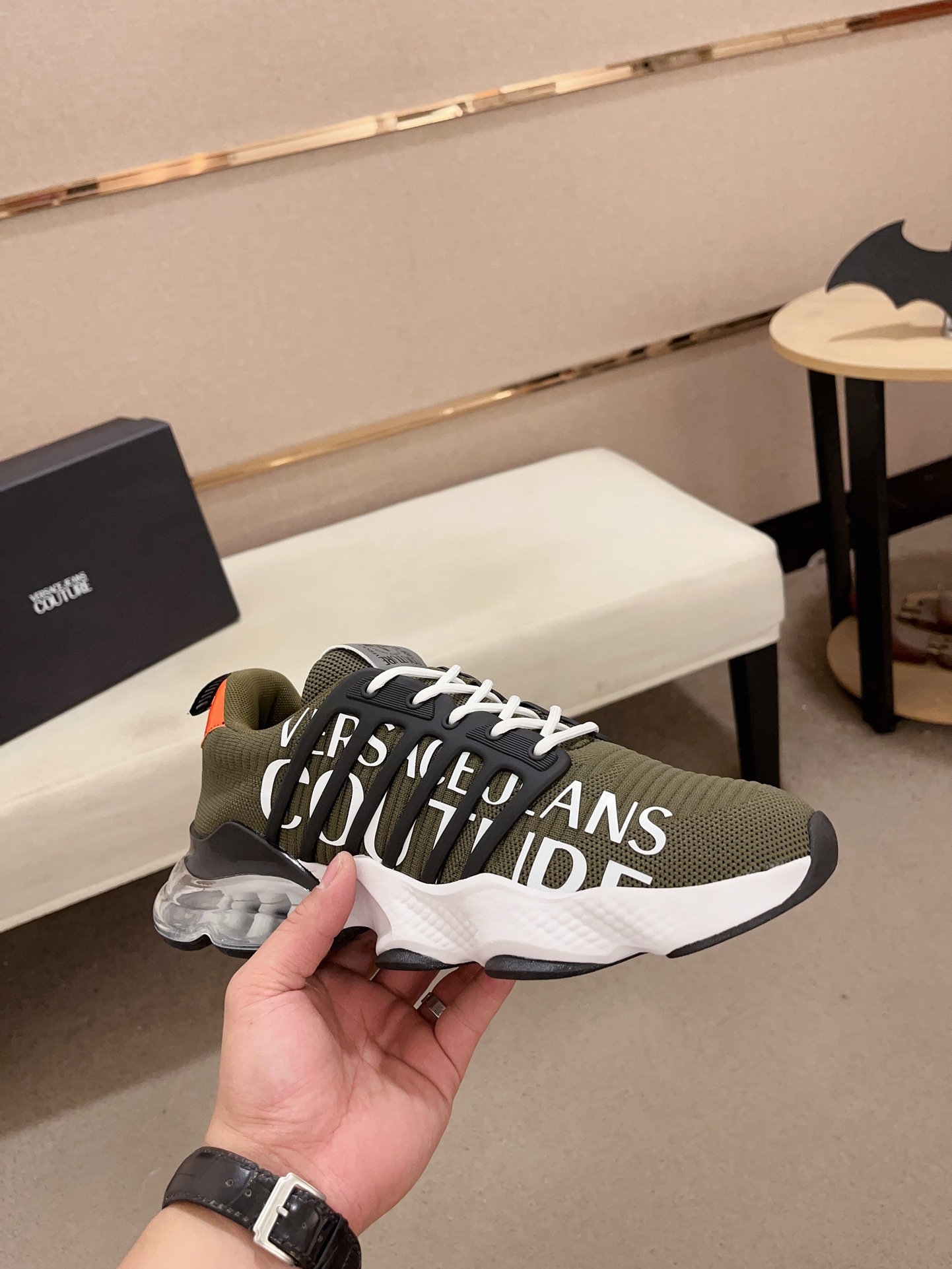 Versace Knit Bubble Sole Sneakers Olive