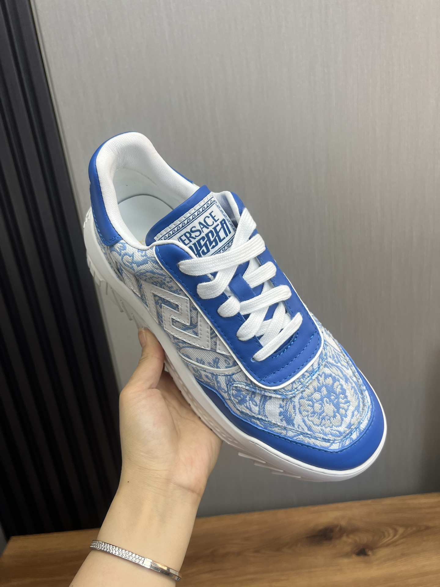Versace Leather Casual Sneakers Blue