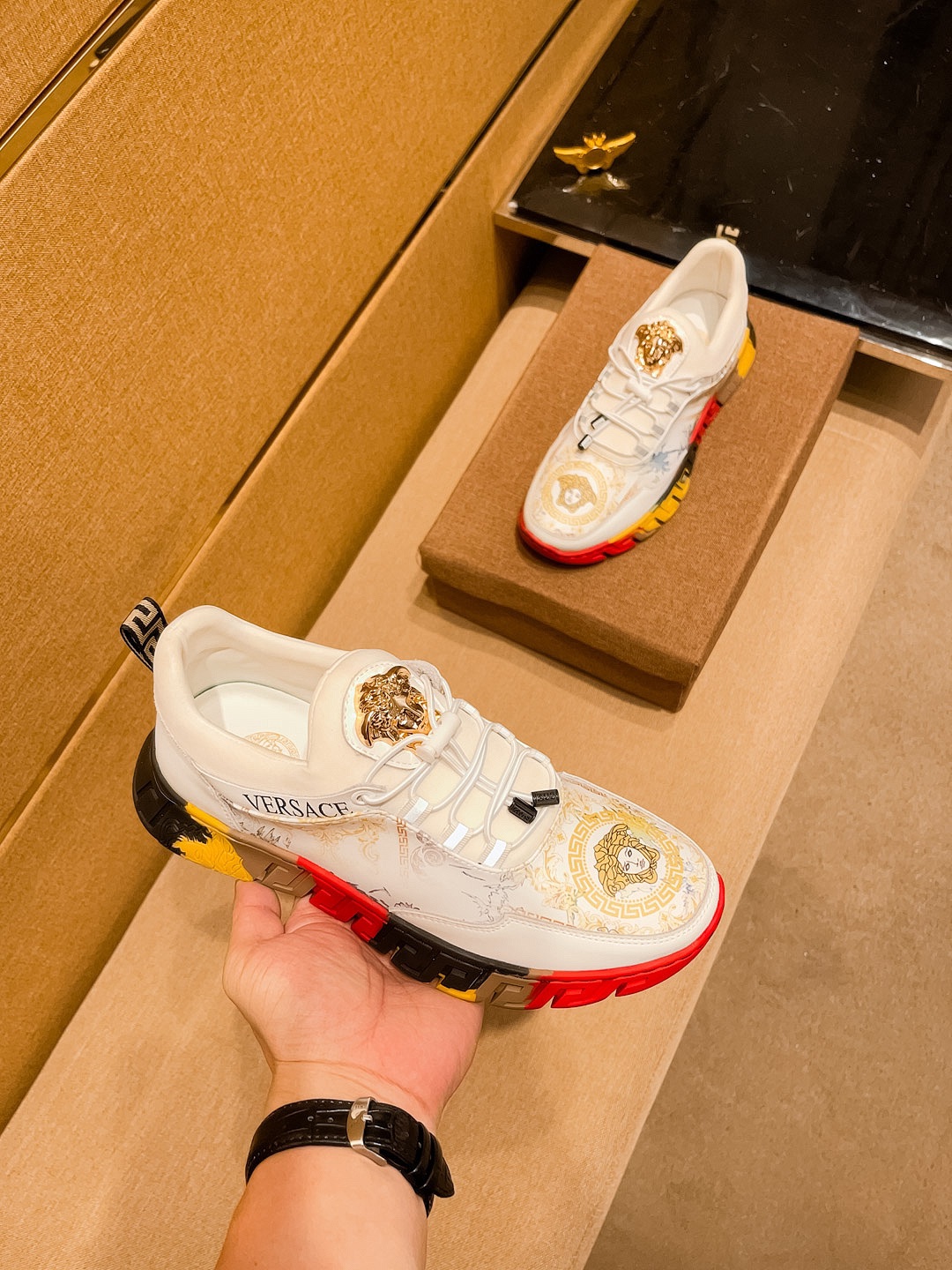 Versace Leather Runner Sneakers Multicolor