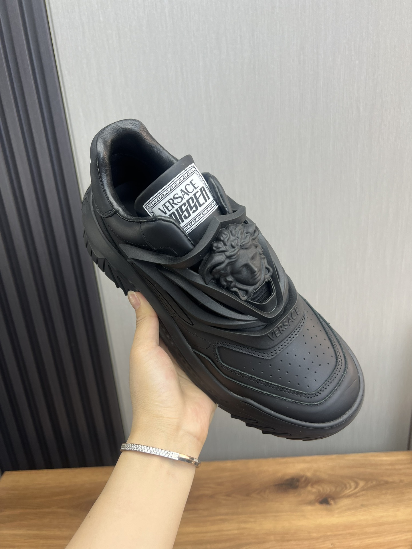 Versace Odissea Leather Sneakers Black