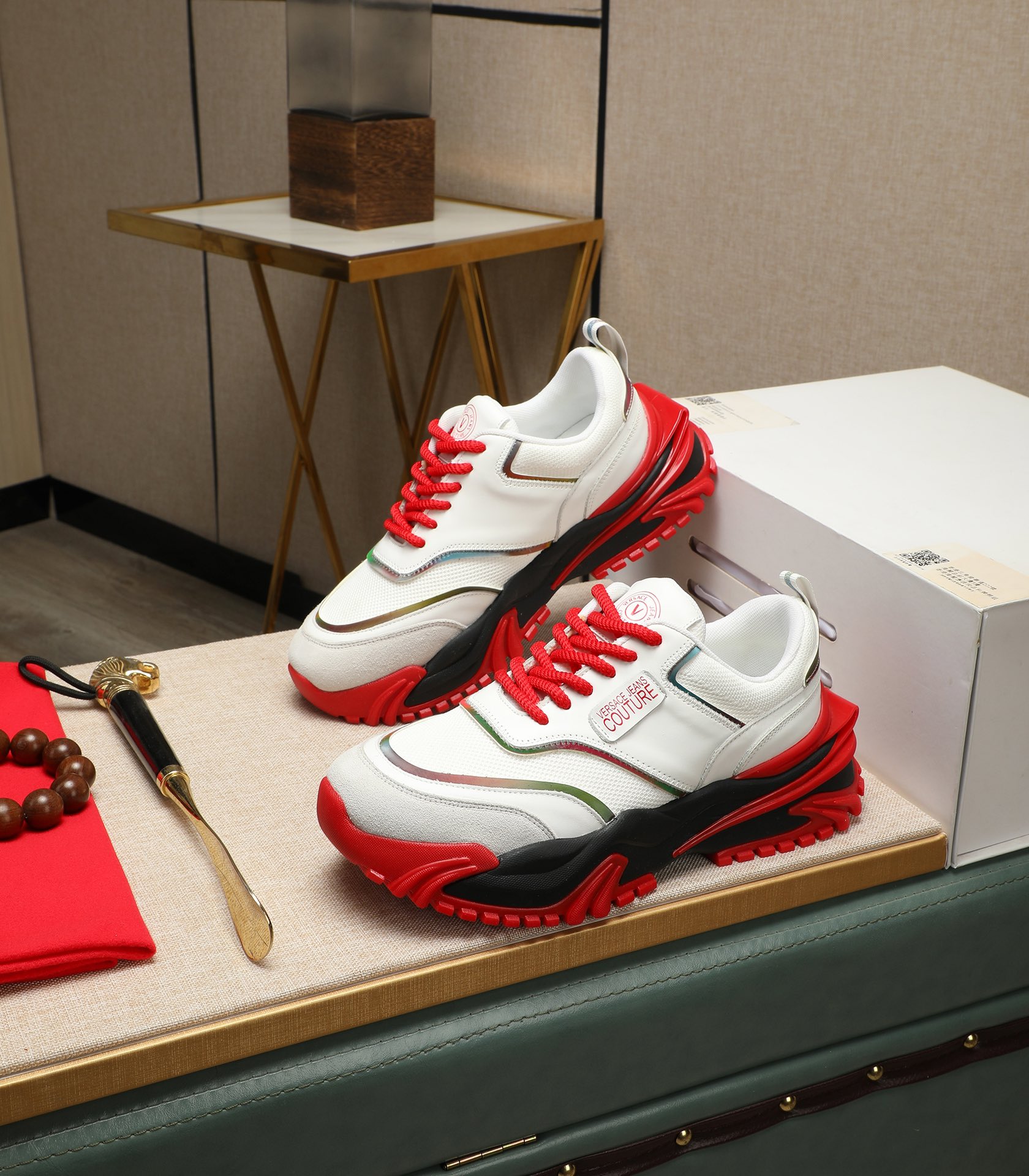 Versace Couture Chunky Sneakers White/Red