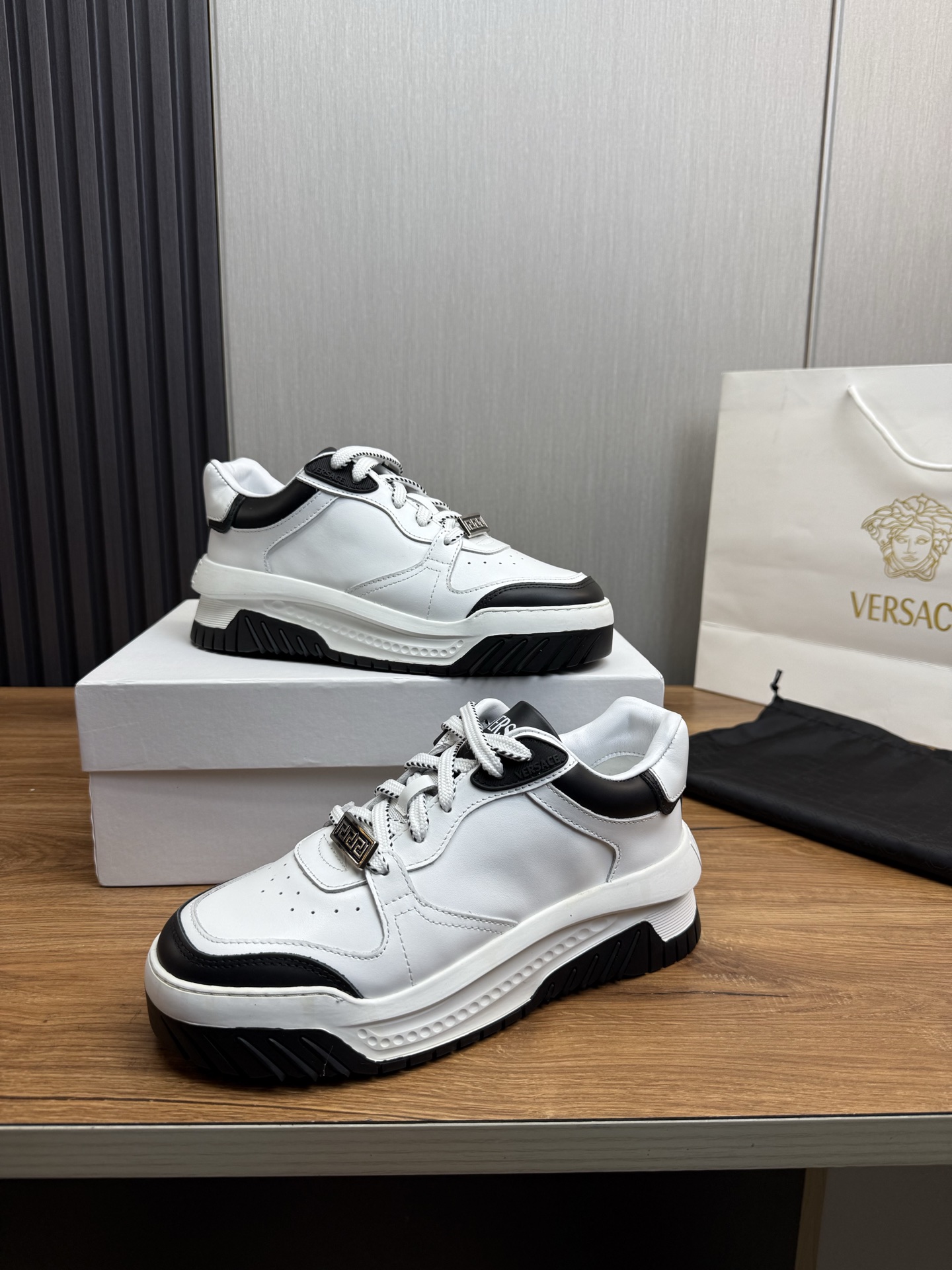 Versace Leather Chunky Sneakers White/Black