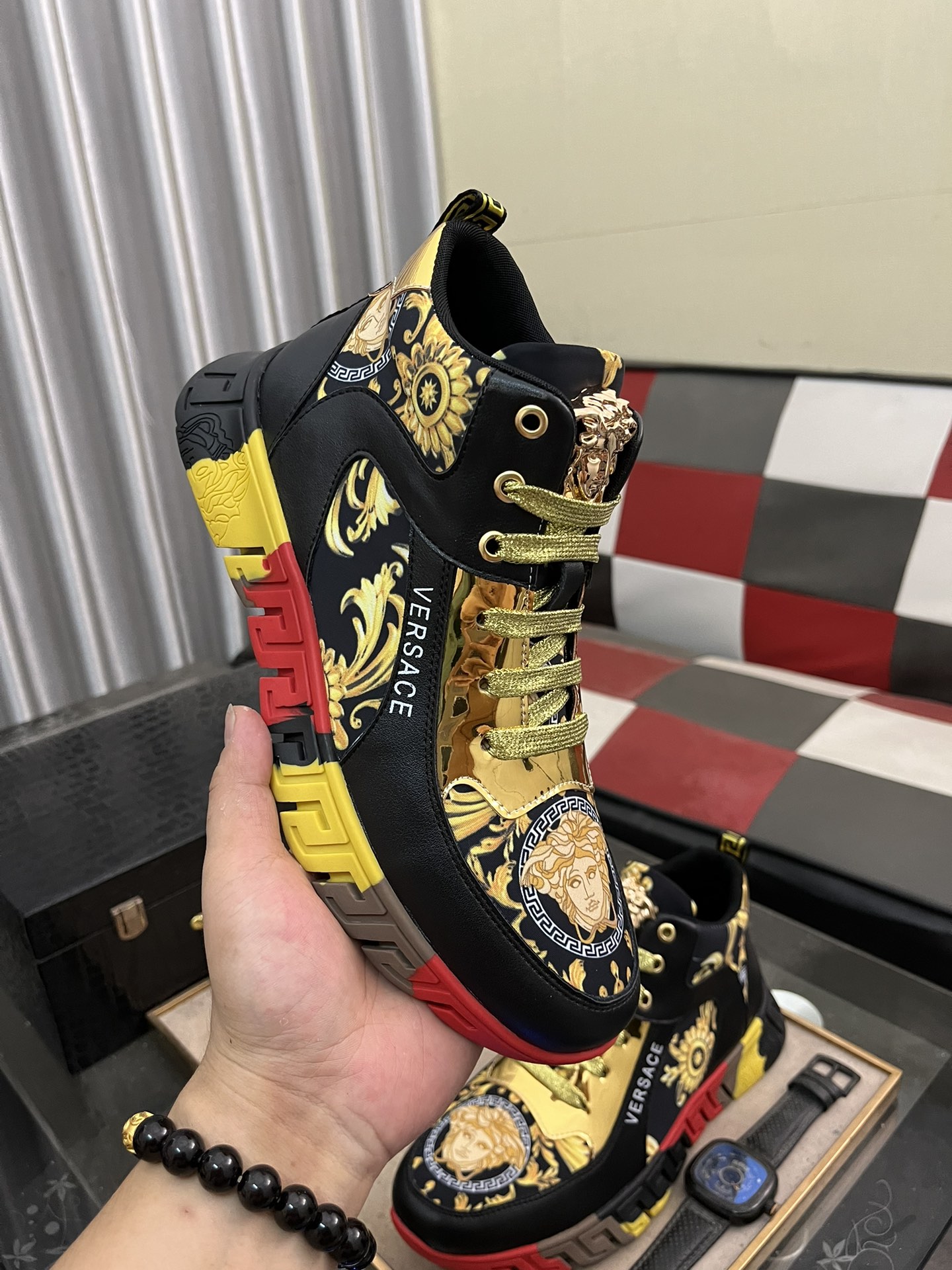Versace Medusa High-Top Sneakers Black/Gold