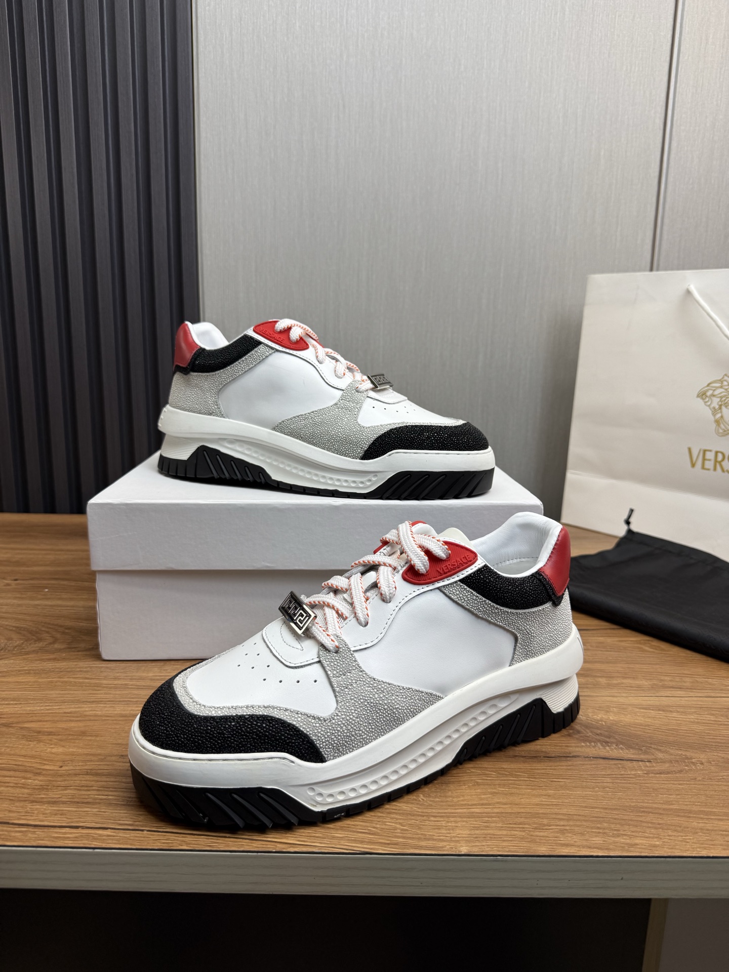 Versace Leather Casual Sneakers Multi-Color