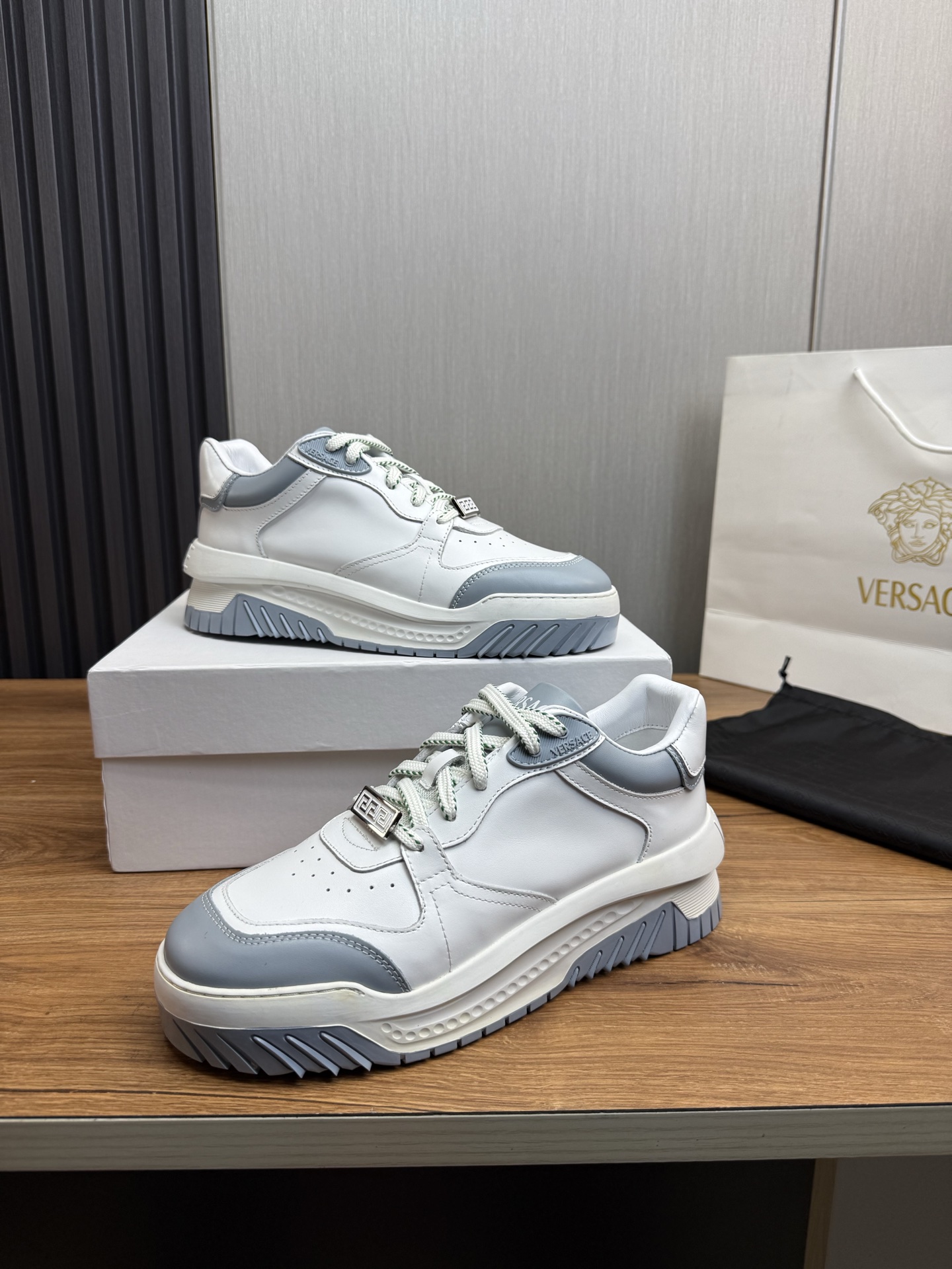 Versace Leather Casual Sneakers White/Grey