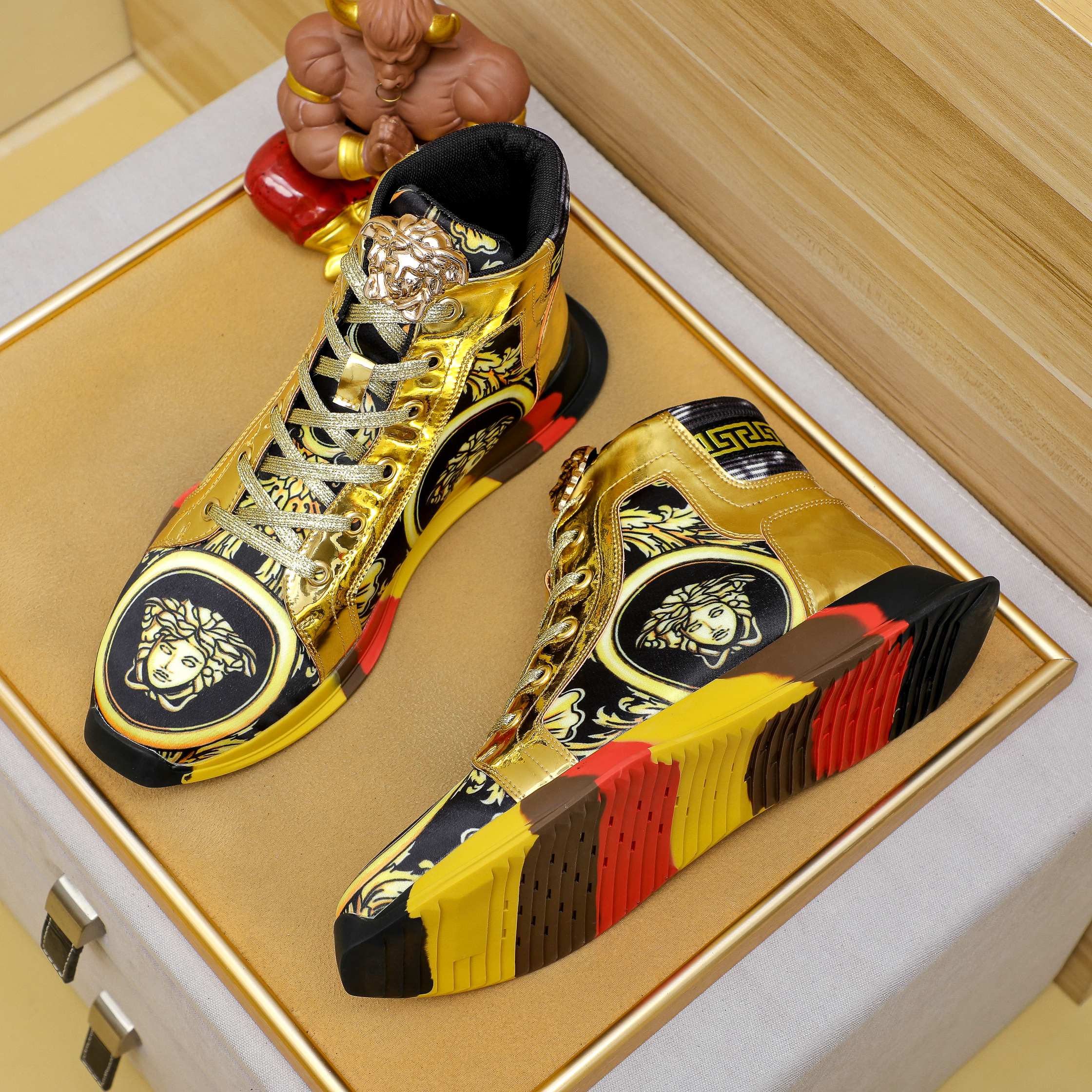 Versace Medusa High-Top Sneakers Gold