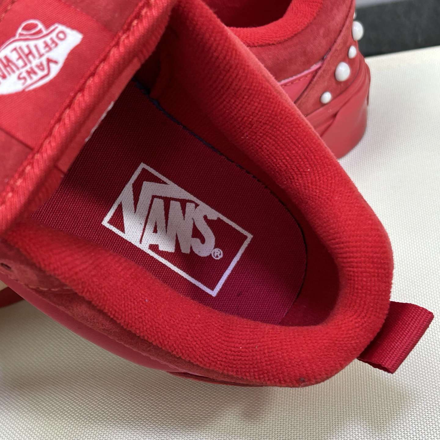 Vans Knu Skool Pearl Stud Low-Top Sneakers Red
