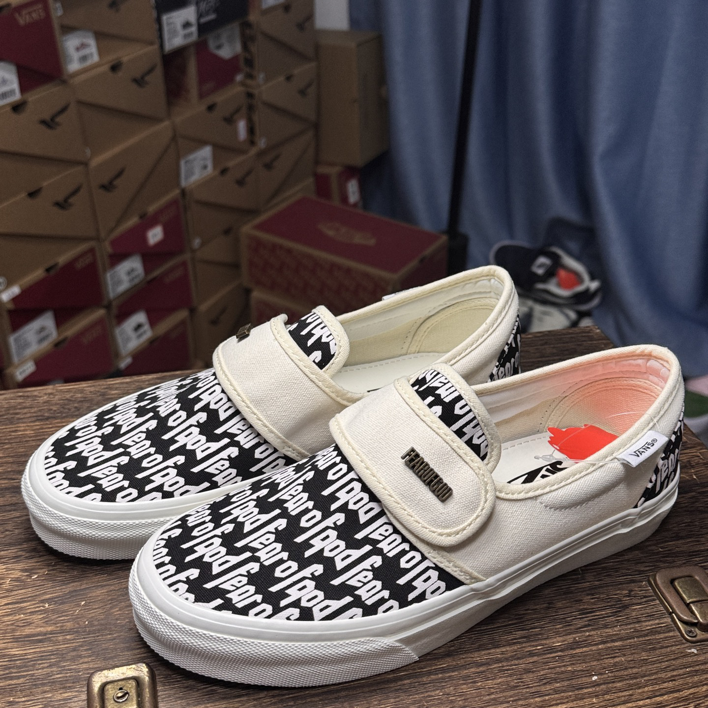 Vans Slip-On x FOG Hook-and-Loop Sneakers Black/White