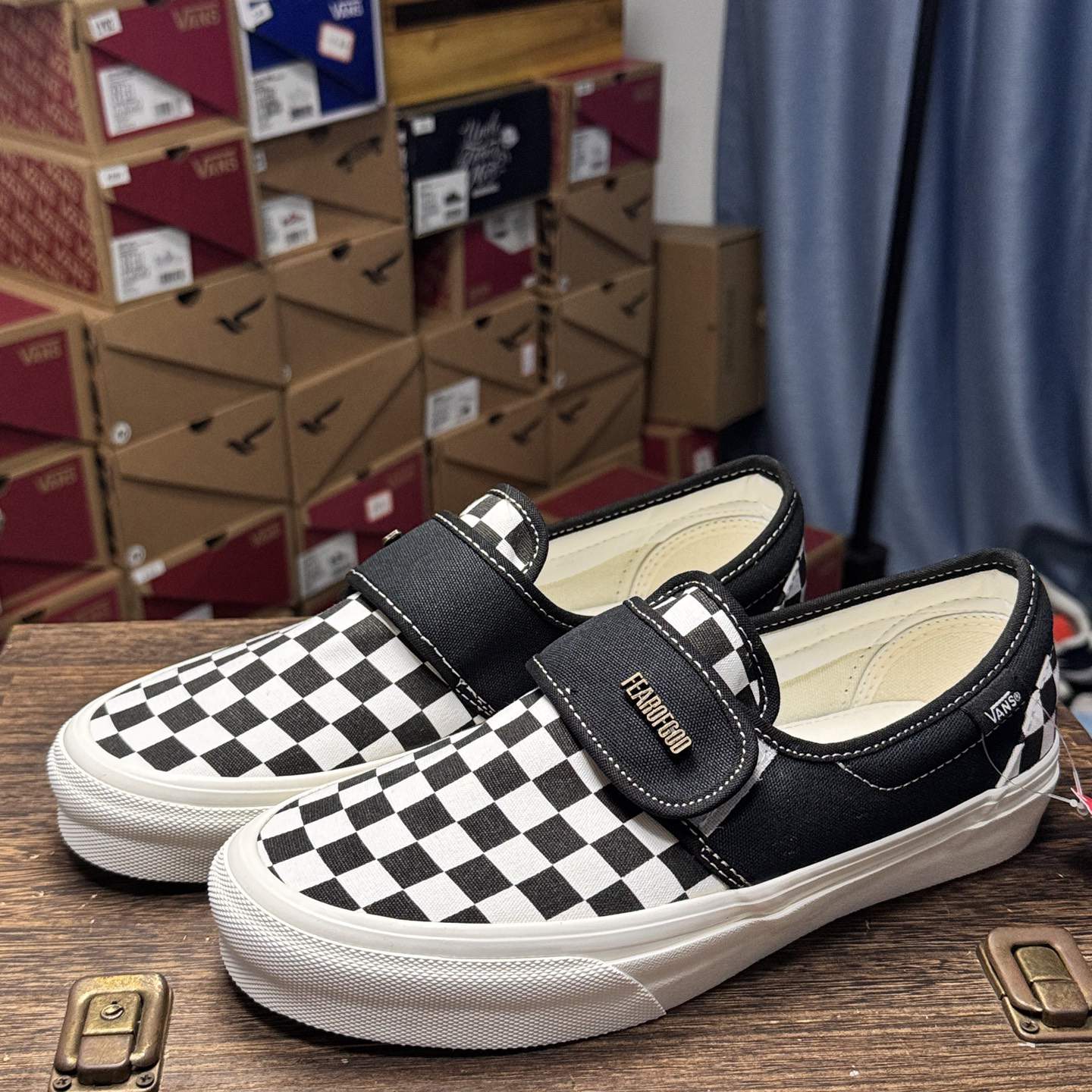 Vans Slip-On x FOG Checkerboard Shoes Black/White