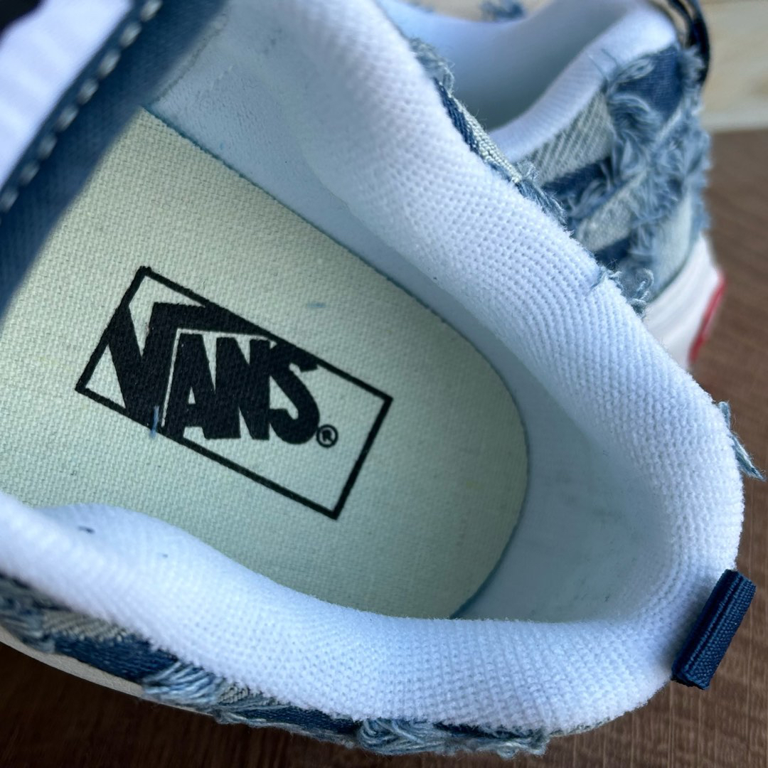 Vans Knu Skool Denim Patchwork Skate Shoes Blue