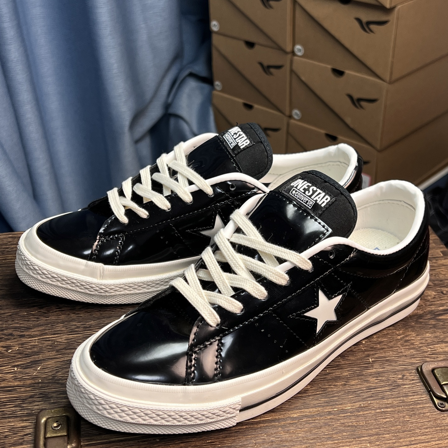 Converse One Star Patent Leather Low Sneakers Black/White