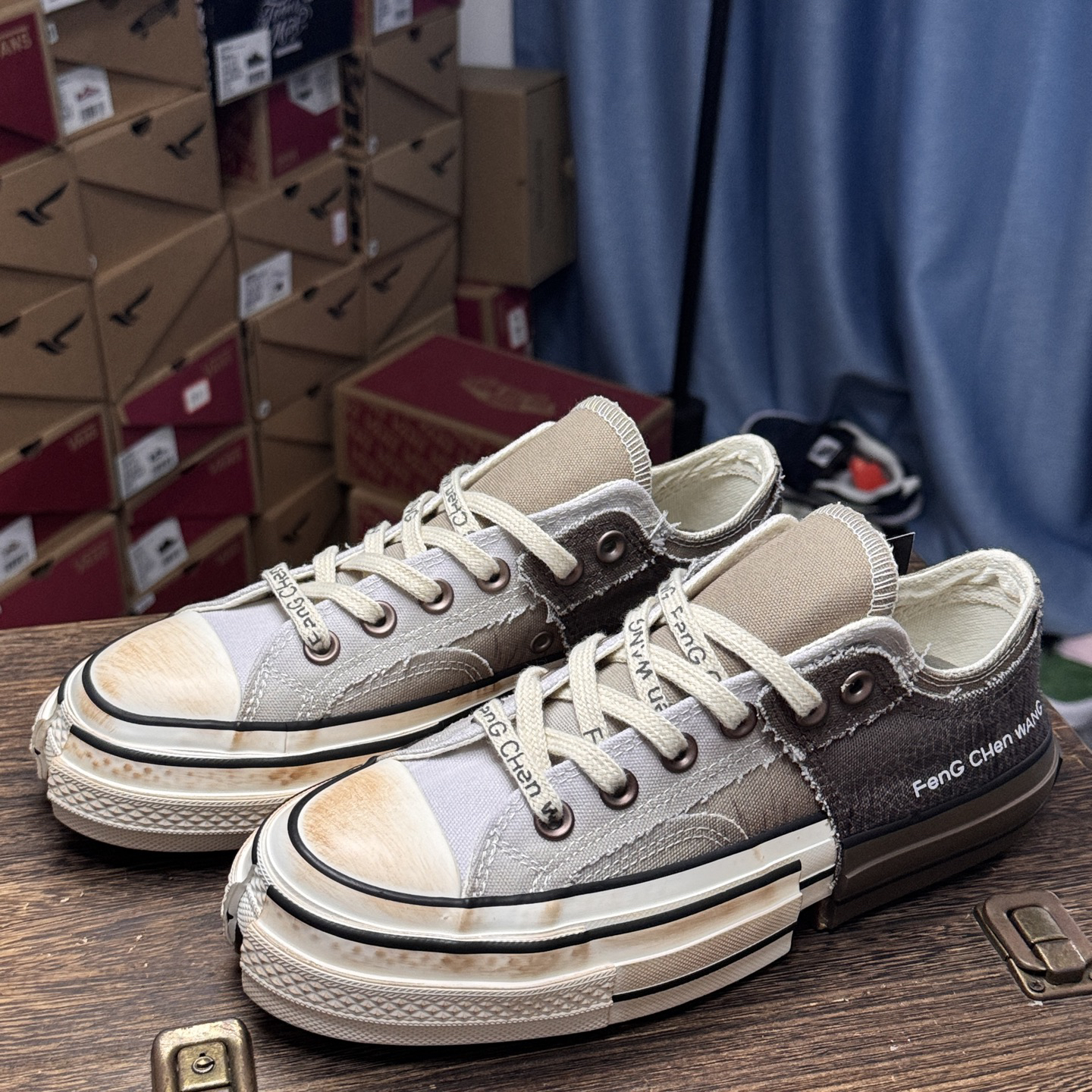 Converse x Feng Chen Wang Deconstructed Canvas Sneakers Brown