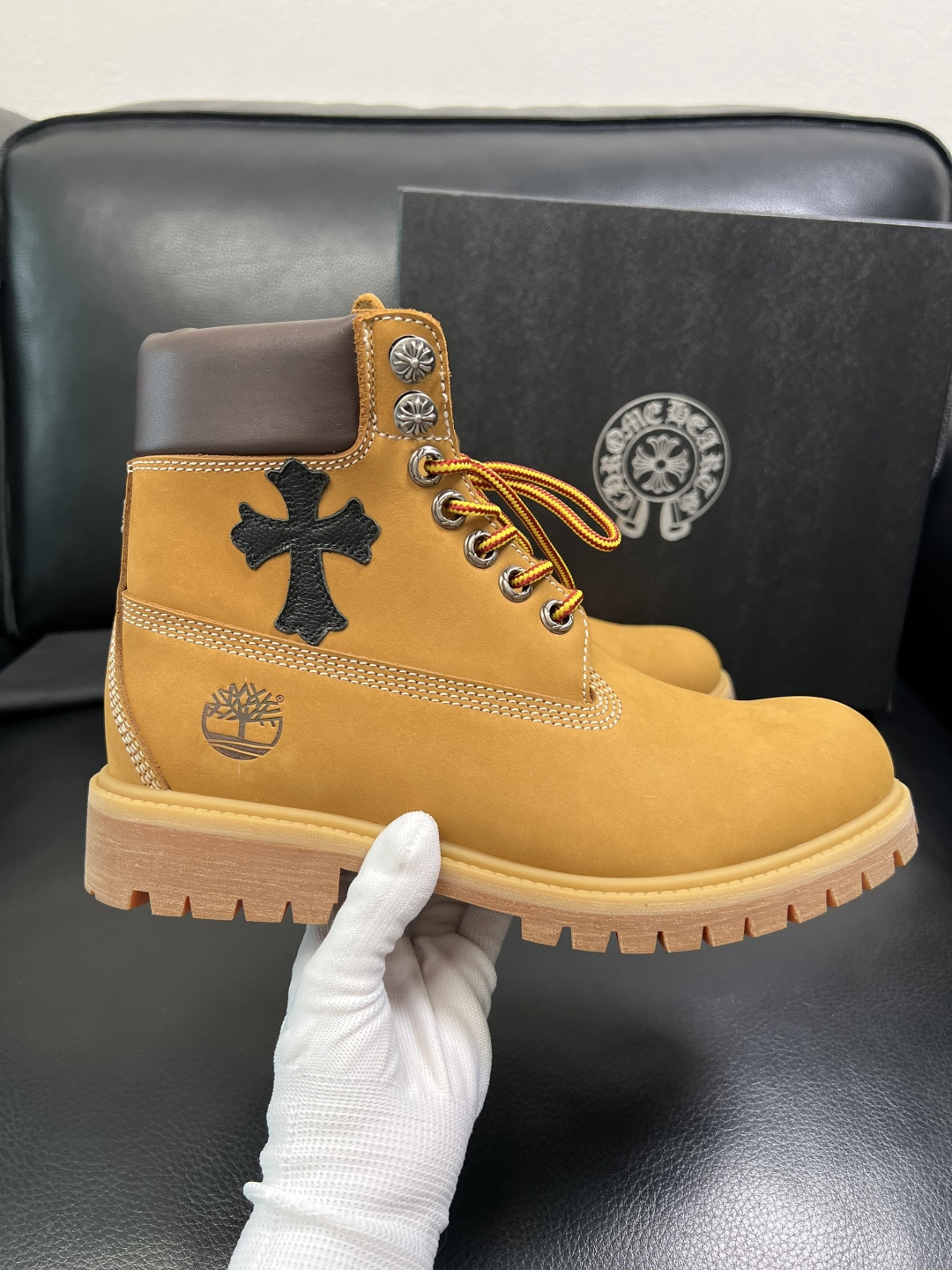 Chrome Heart x Timberland Leather Boots Wheat