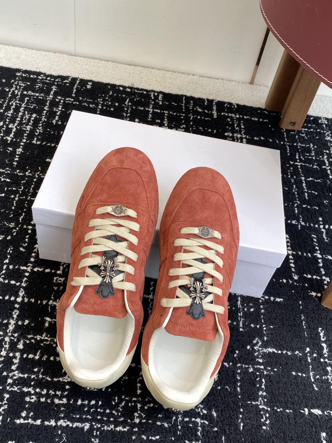 Rick Owens Suede Low Sneaker Red