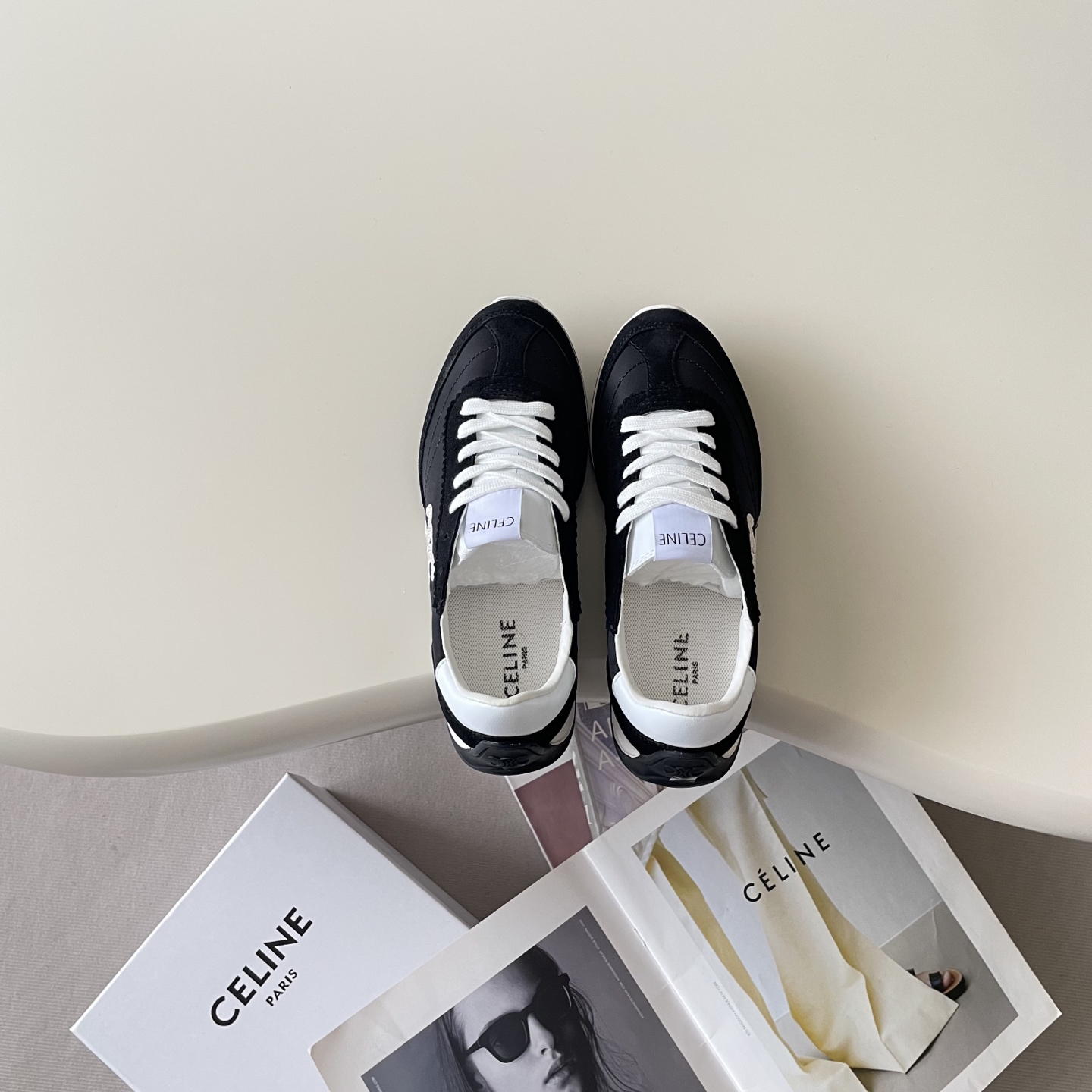 Celine Racer Retro Trainer Black/White