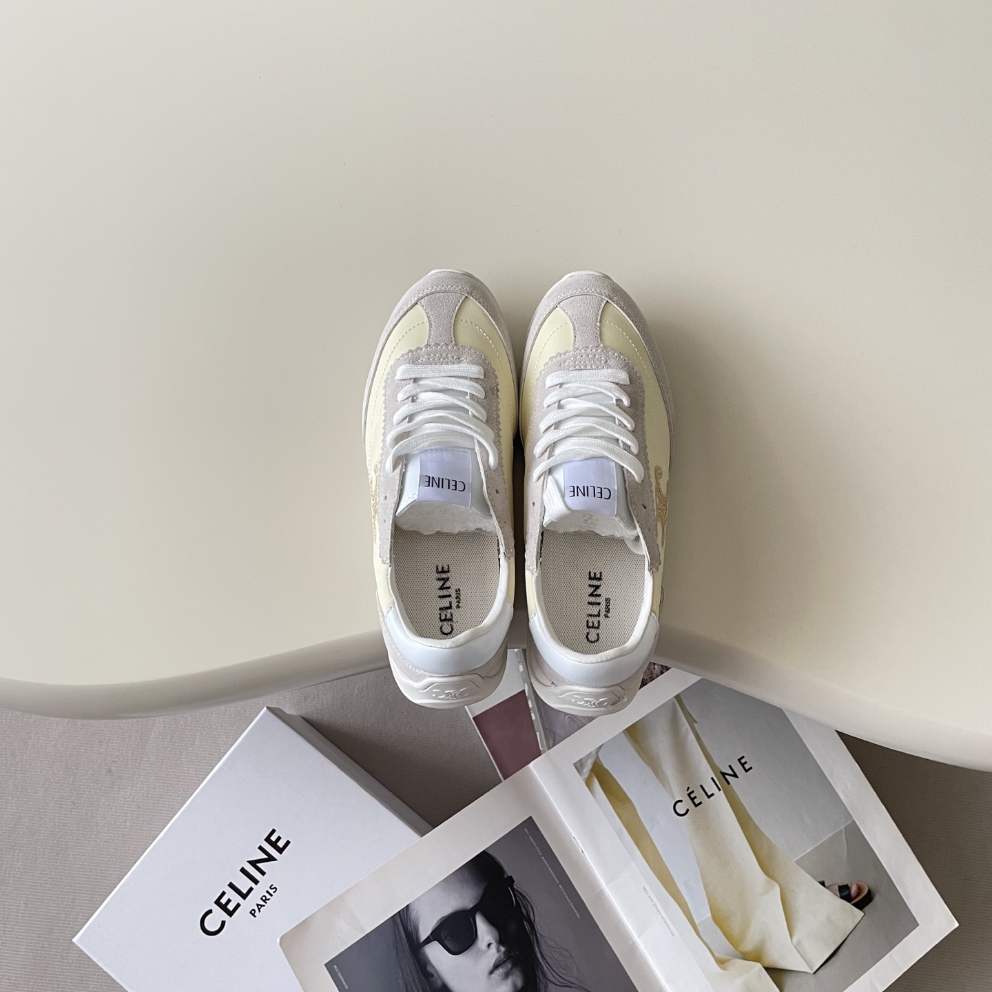 Celine Racer Trainer Sneaker Cream