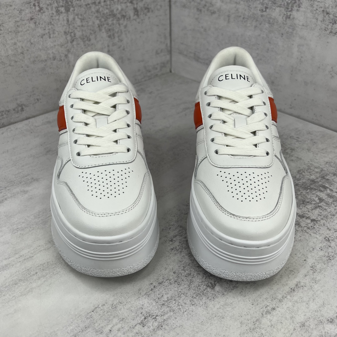 Celine Triomphe Platform Sneakers White/Orange