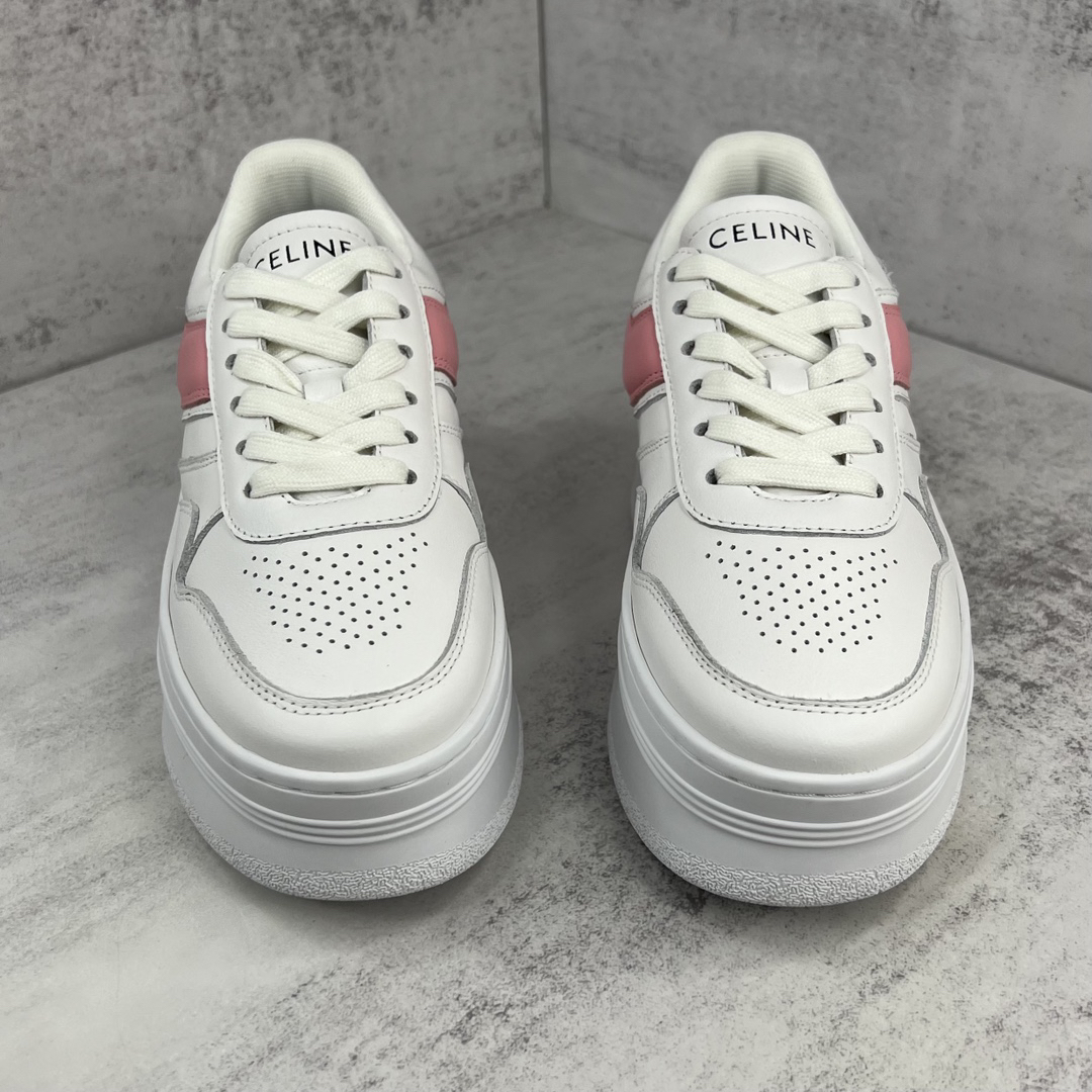 Celine Triomphe Platform Sneakers White/Pink