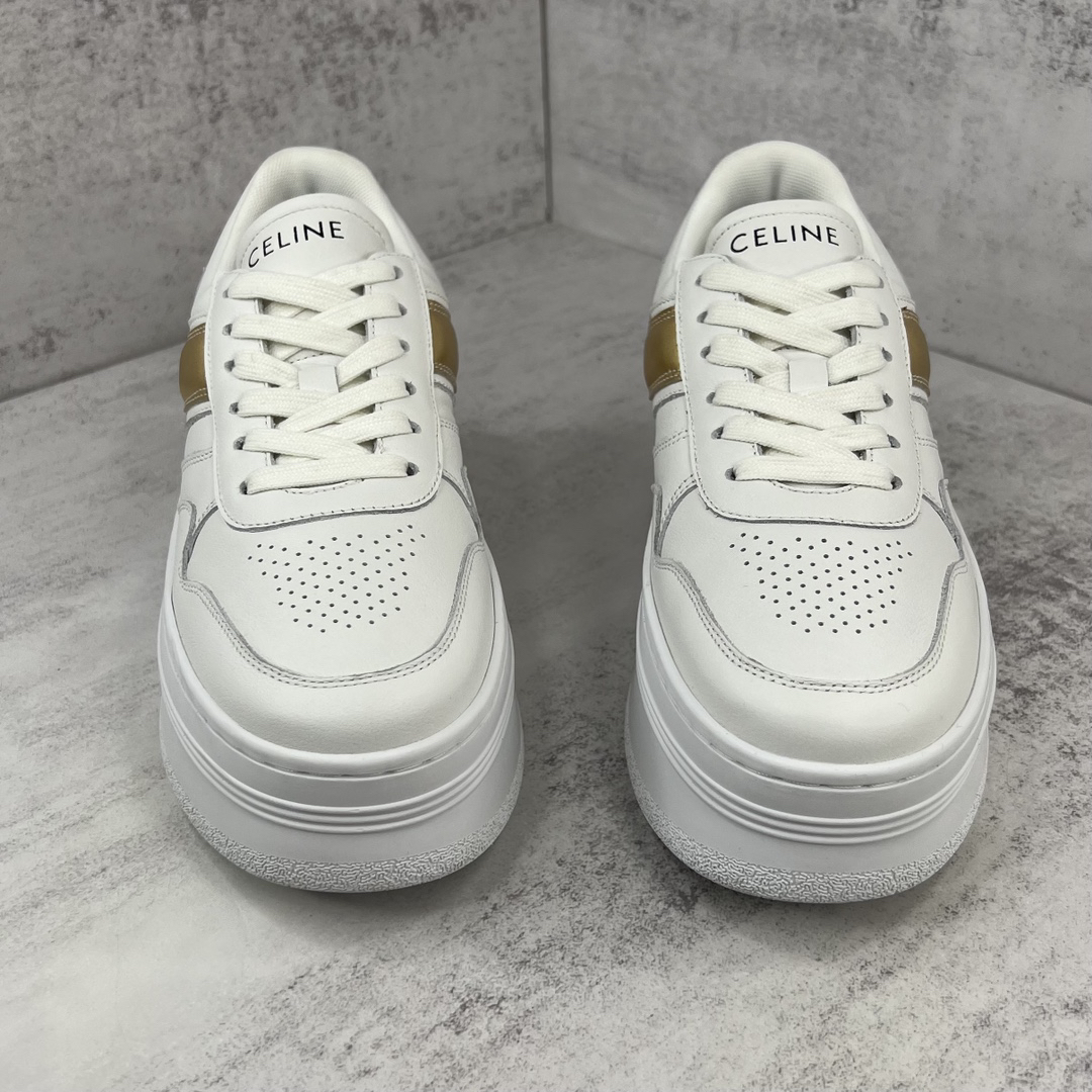 Celine Triomphe Platform Sneakers White/Gold