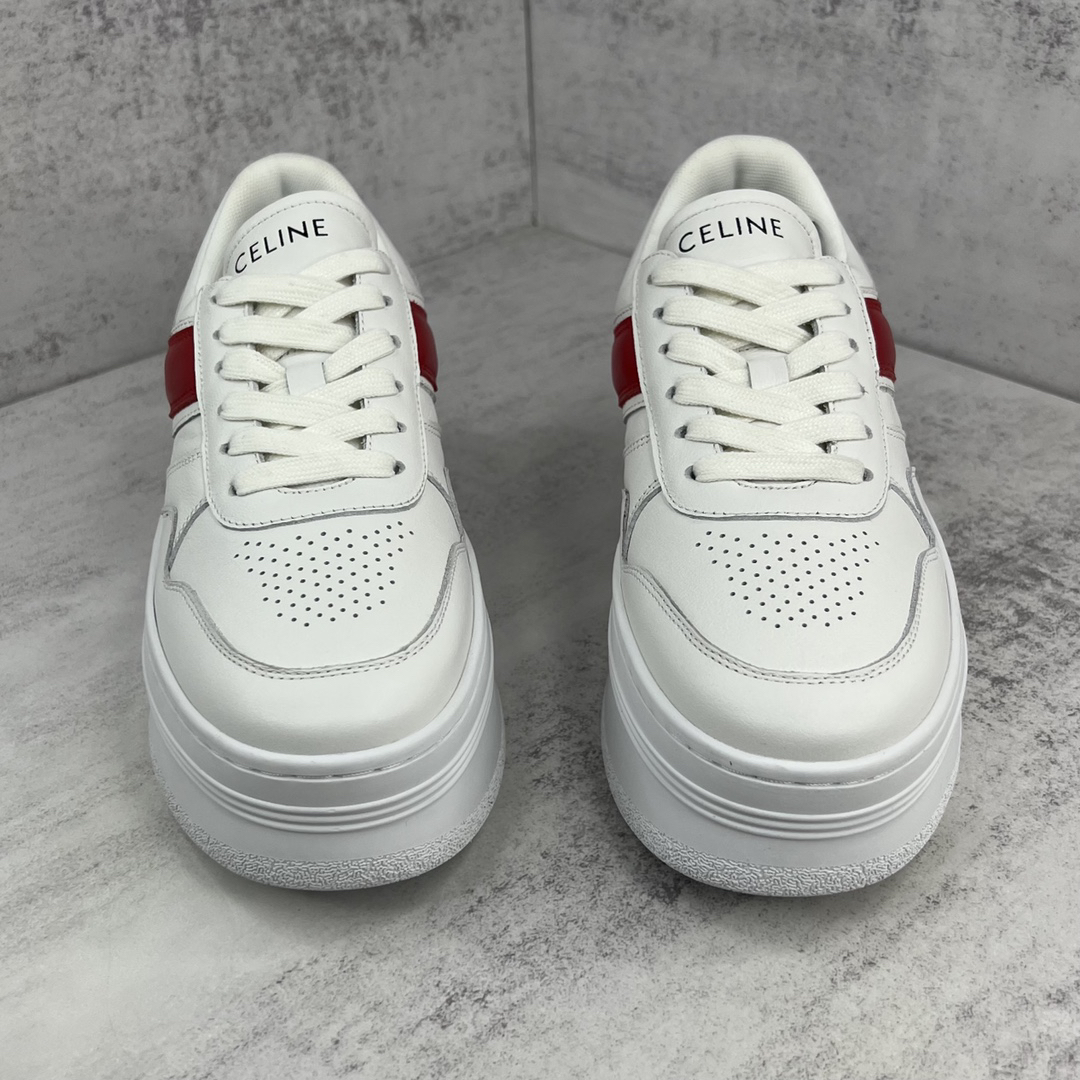 Celine Triomphe Platform Sneakers White/Red