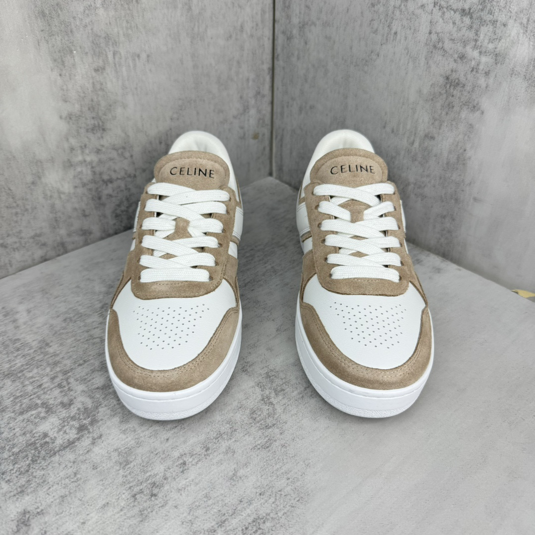 Celine Trainer Skate Sneakers White/Tan