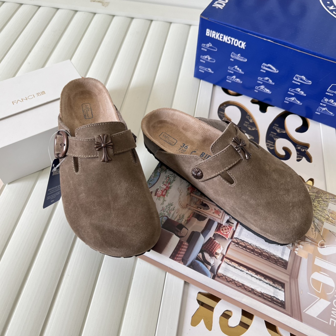 Birkenstock Suede Cross Clog Brown
