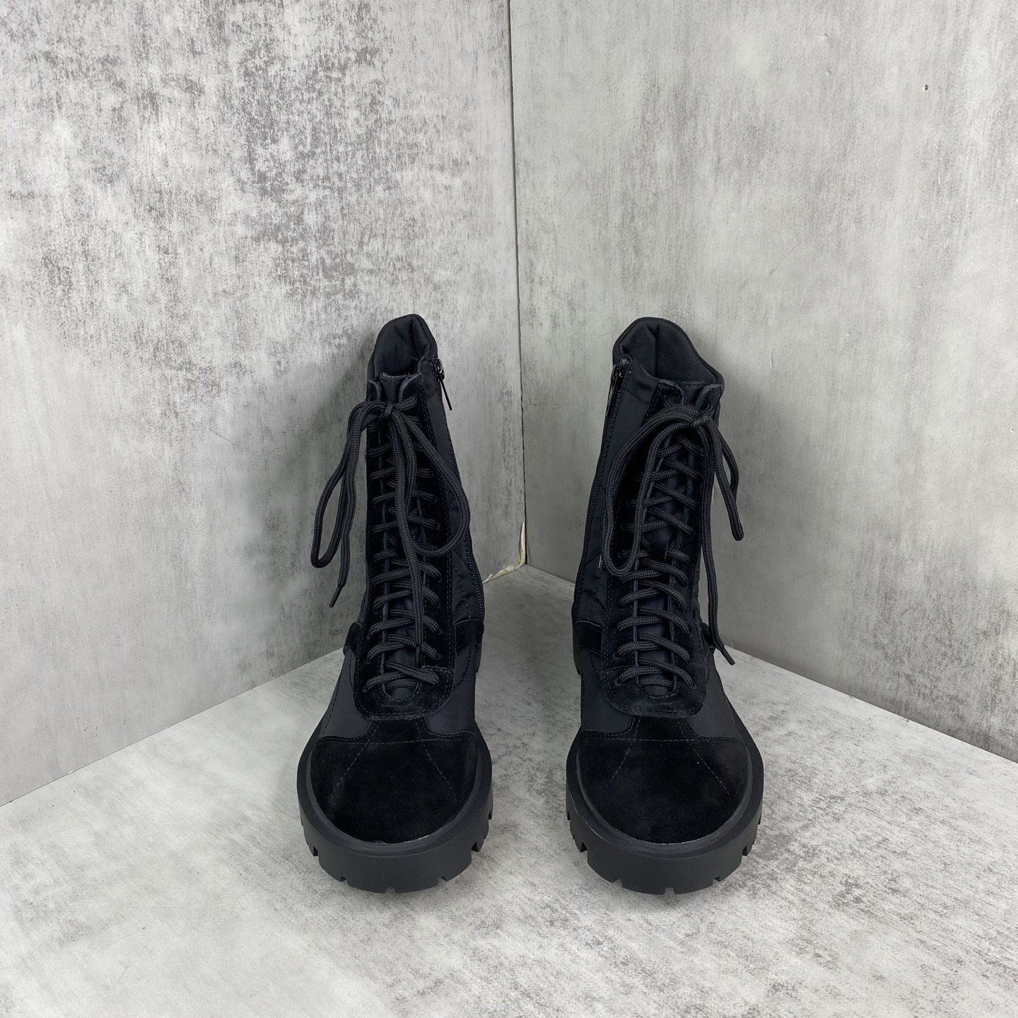 Celine Triomphe Lace-Up Boots Black