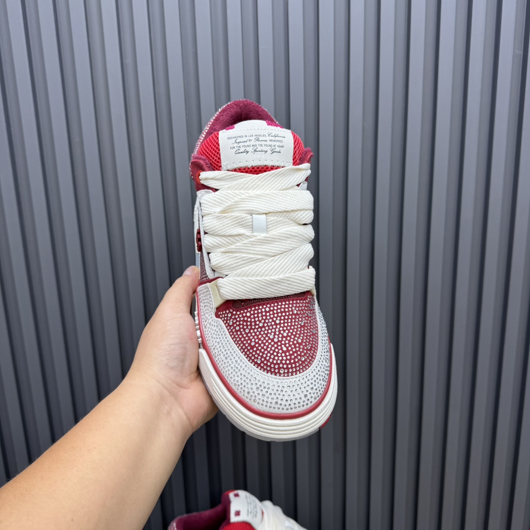 AMIRI Crystal Low-Top Sneakers Red/White
