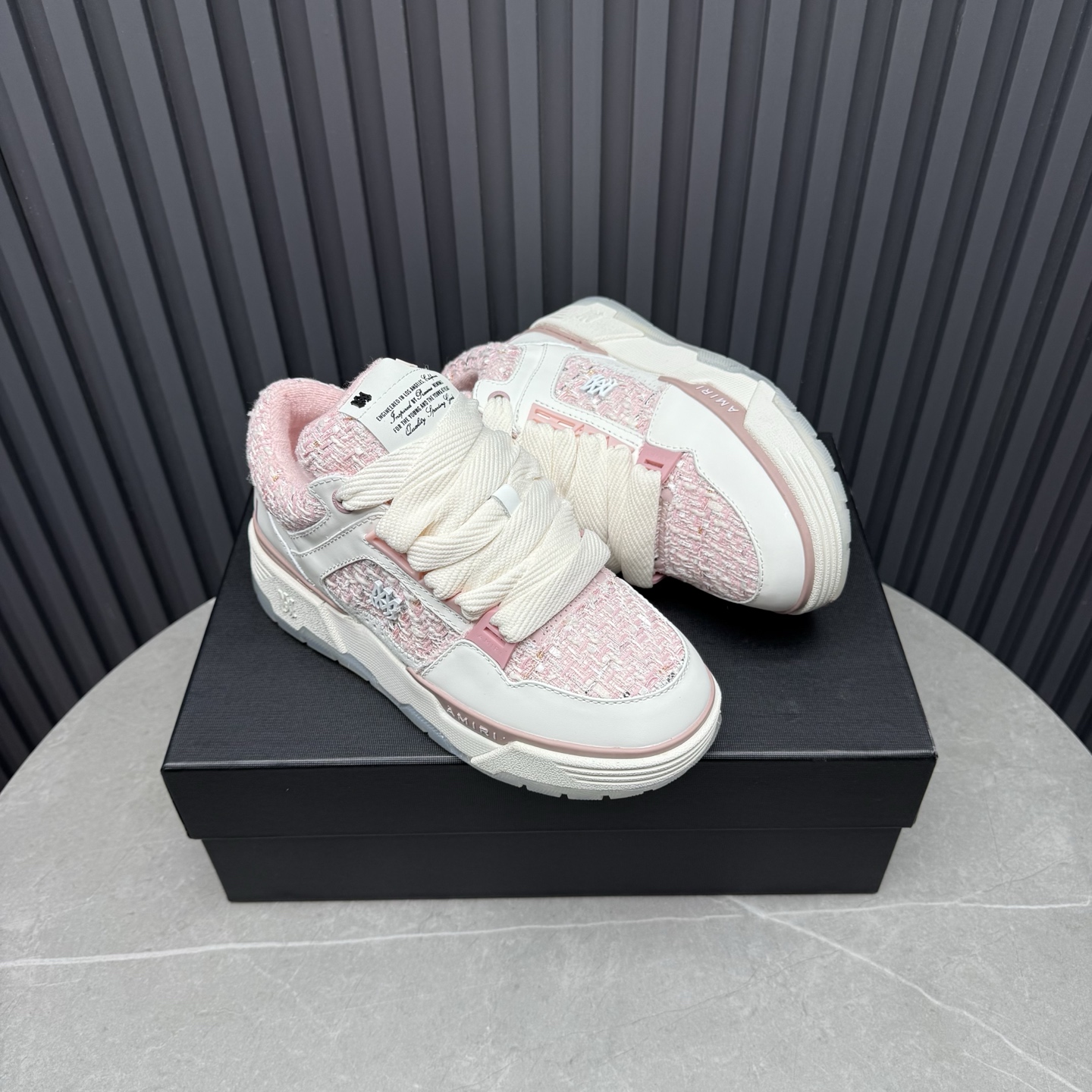 AMIRI Tweed Low-Top Sneakers Pink