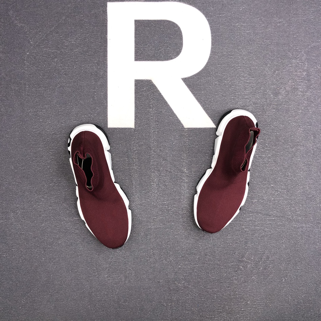 Balenciaga Speed Trainer Sock Sneakers Burgundy
