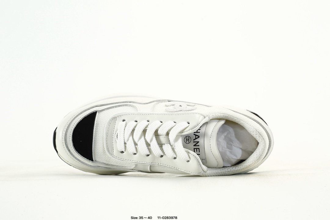 Chanel Calfskin Low-Top Sneakers White/Black