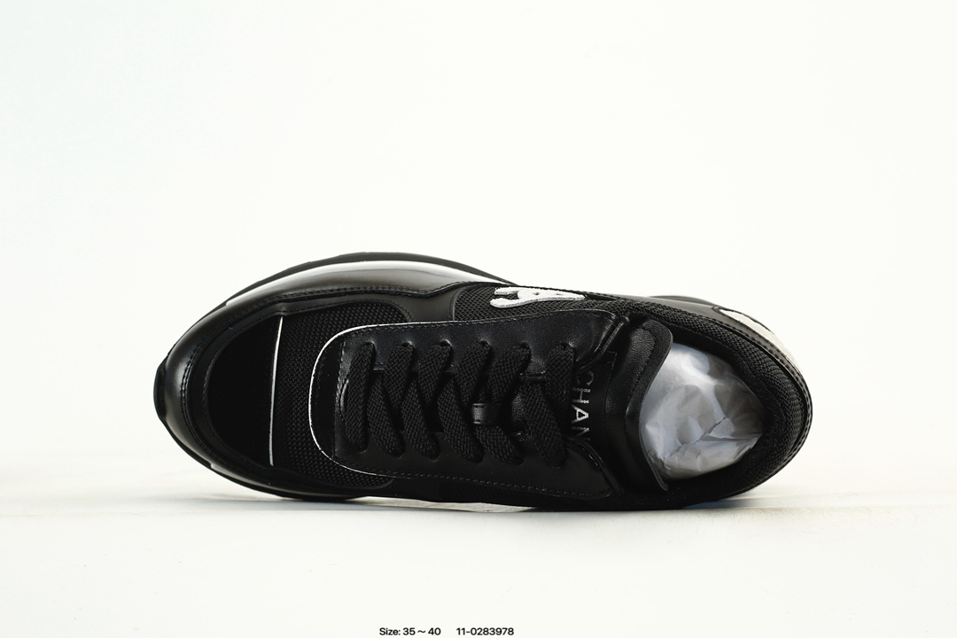 Chanel Calfskin Lace-Up Sneakers Black